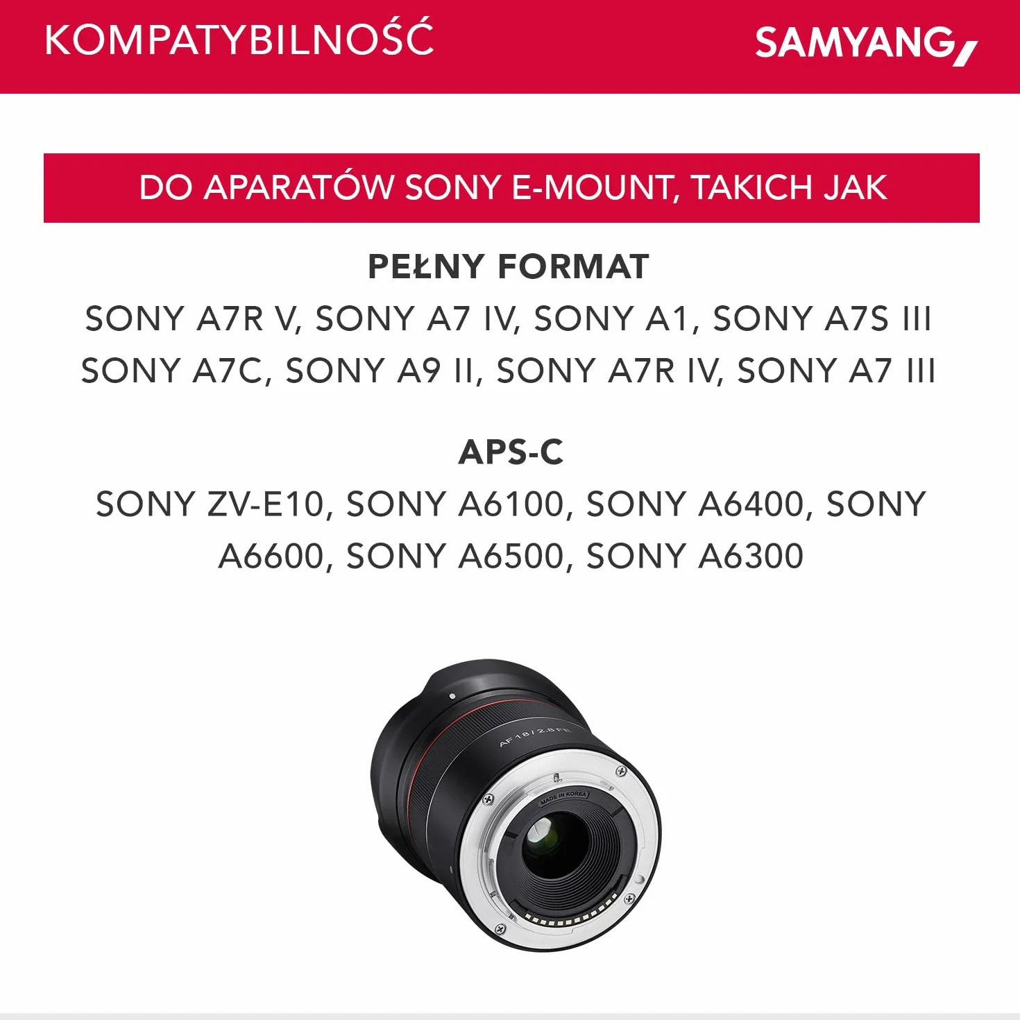 Samyang F 2.8 22841 Obiektyw, Czarny, 18mm