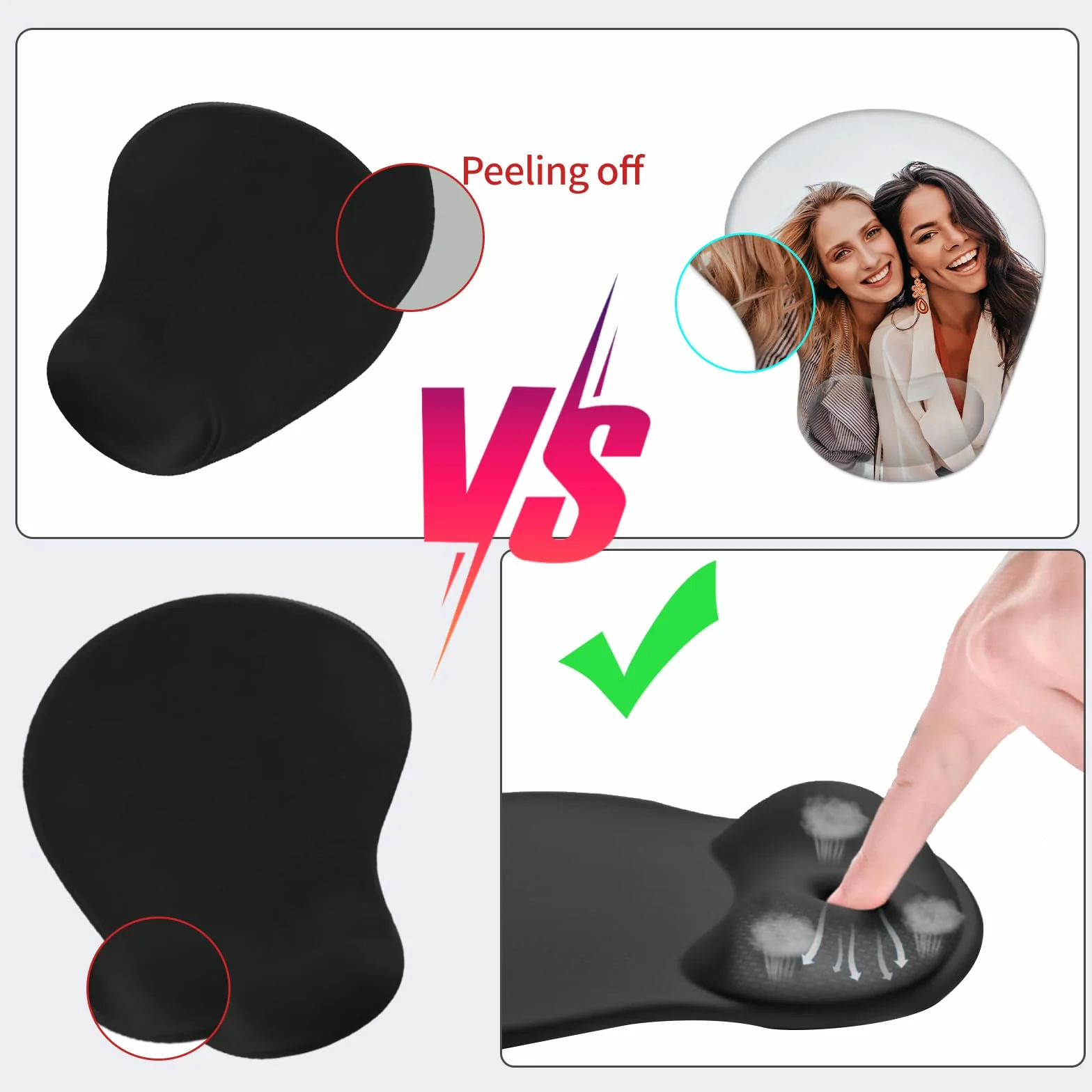 Tapis de souris personnalisé ergonomique avec support de poignet, base antidérapante, coussin en gel