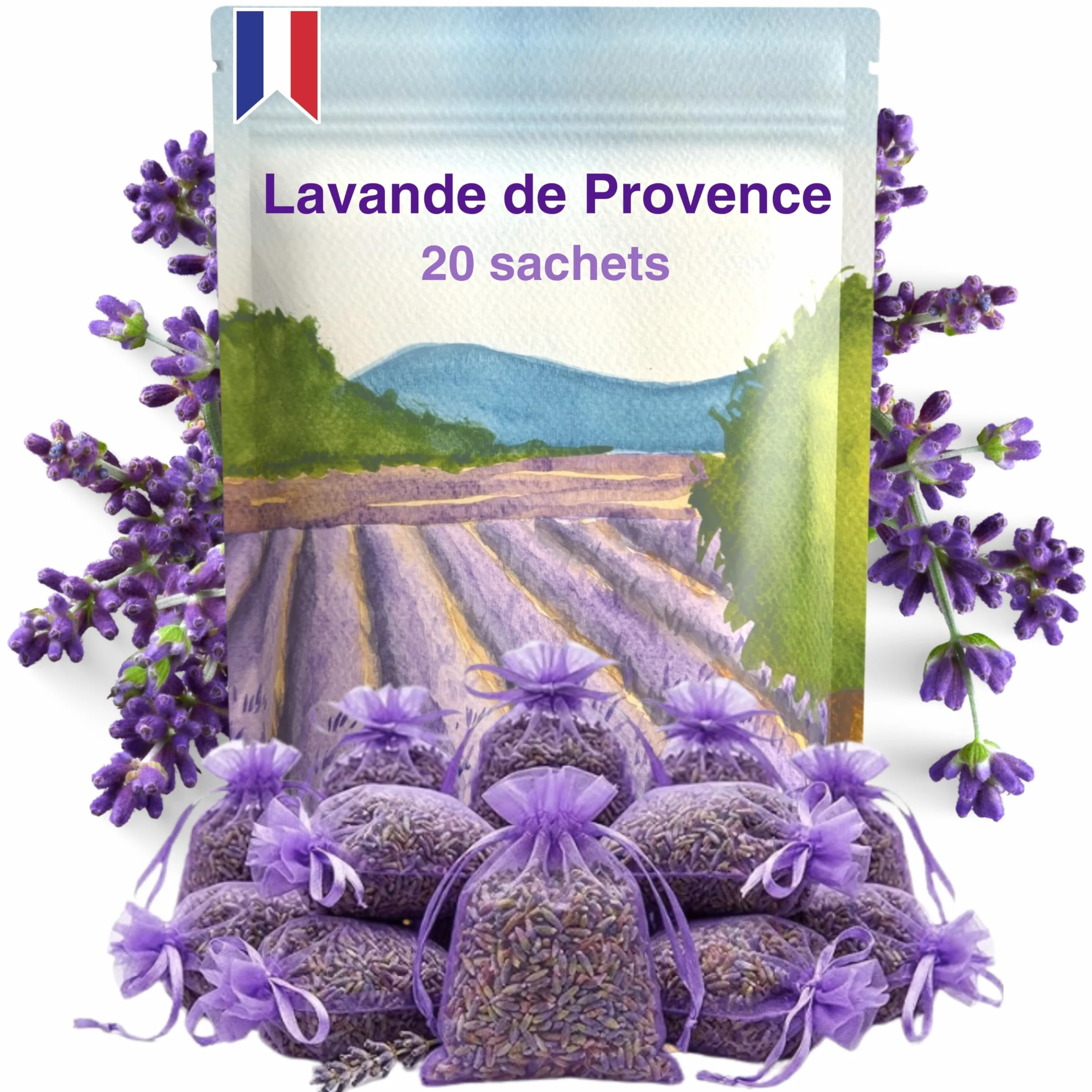 LAVENS Sachets de lavande parfumés 120G Origine Provence France pour armoire et linge