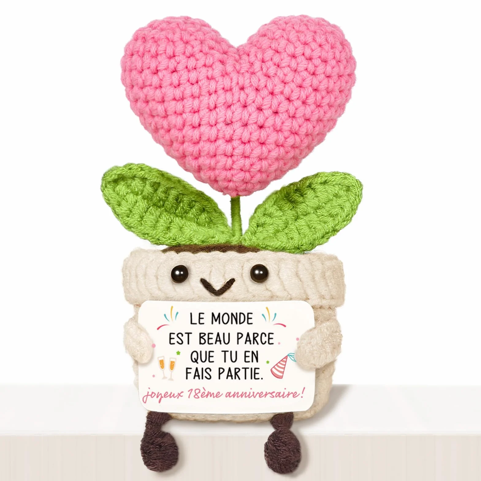 Cadeau 18 Ans Fille - Amigurumi Tricoté Coeur, Idée Anniversaire Ado Soeur Amie