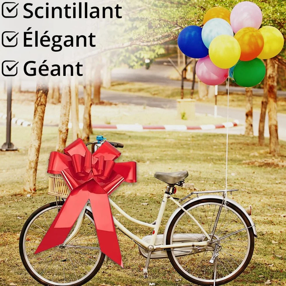 Jonami Noeud Cadeau Grand pour Voiture, Noeud Géant Rouge ø 58 cm pour 18 Anniversaire ou Voiture XL