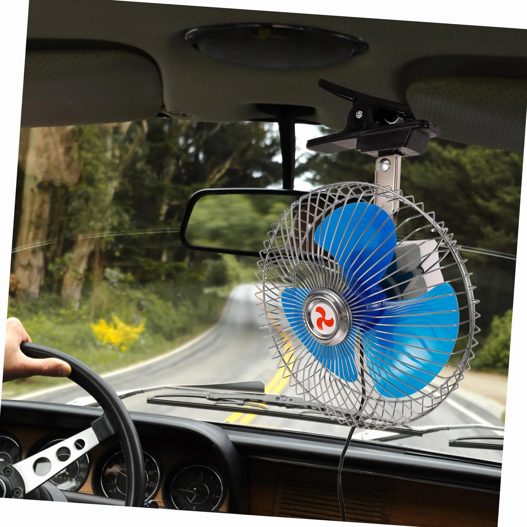 OSALADI Mini Fan Car - 12v Elektryczny Wentylator Chłodzący Do Samochodu Ciężarówki Autobusu Z Mocowaniem Zaciskowym I Funkcją Oscylacyjną