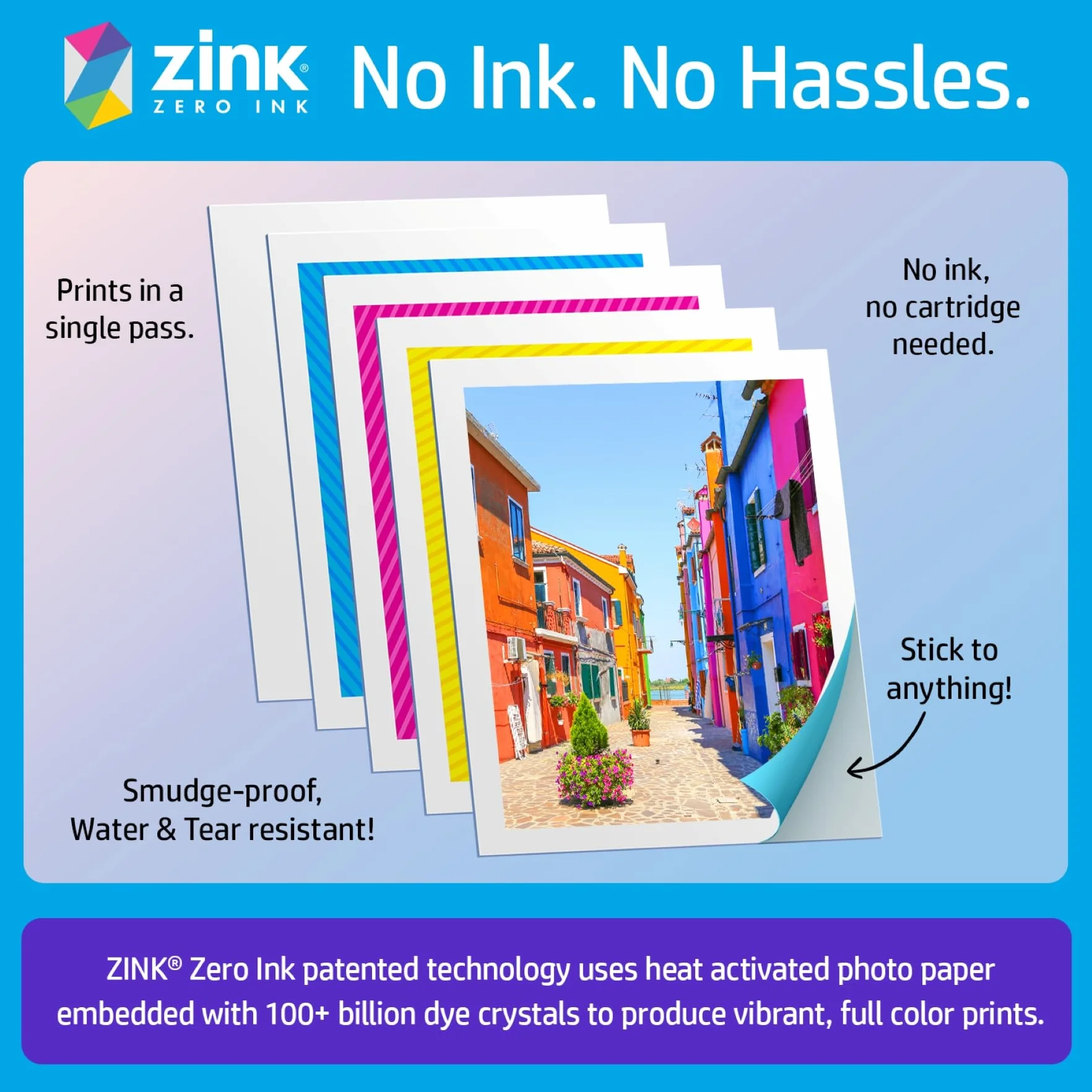 HP Sprocket Natychmiastowa drukarka fotograficzna 3x4 — bezprzewodowo drukuj zdjęcia 3,5x4,25 cala na papierze Zink z urządzeń z systemem iOS i Android