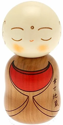 Usaburo Japanese Kokeshi Doll Brown Ojizo