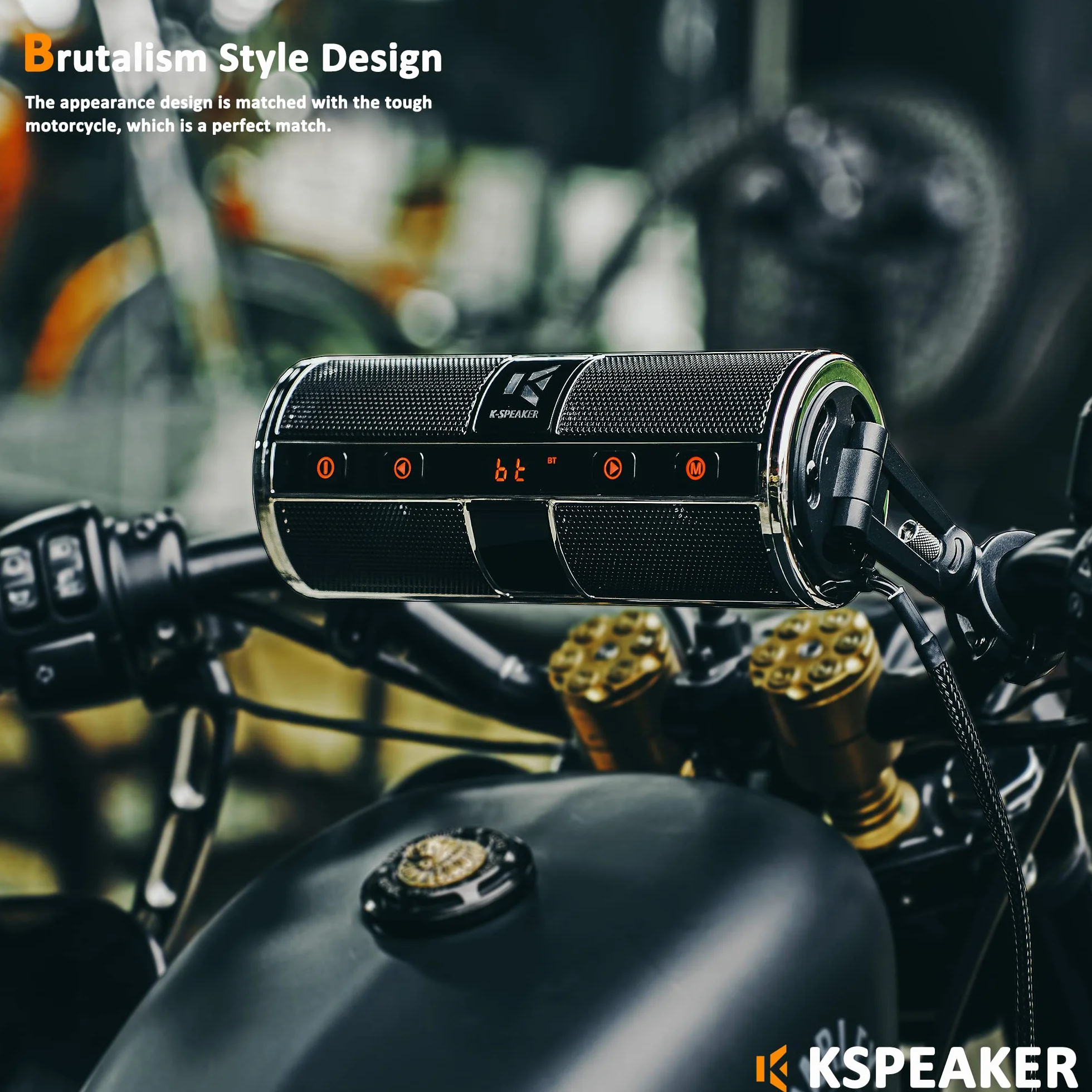 KSPEAKER Głośniki motocyklowe, Bluetooth, wodoodporny, radiowy, system audio, wbudowany wzmacniacz, idealny do ATV, skutera, pojazdu 12 V, metalowy odtwarzacz MP3 o przekątnej 3 cali, K2ch