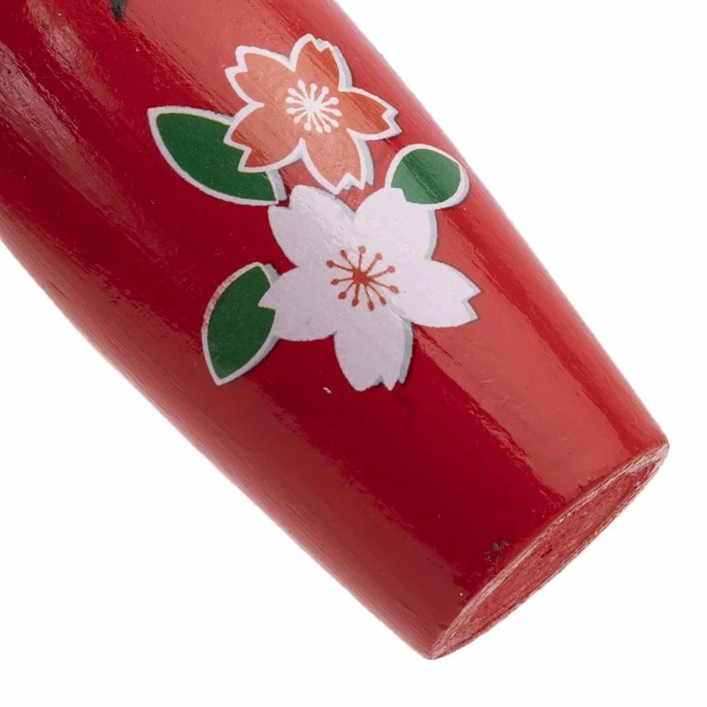 Kokeshi Japonaise Sérénité Rouge 14,5 cm - Poupée Japonaise en Bois, Kimono Fleurs de Cerisier - Figurine Déco Japonaise Traditionnelle