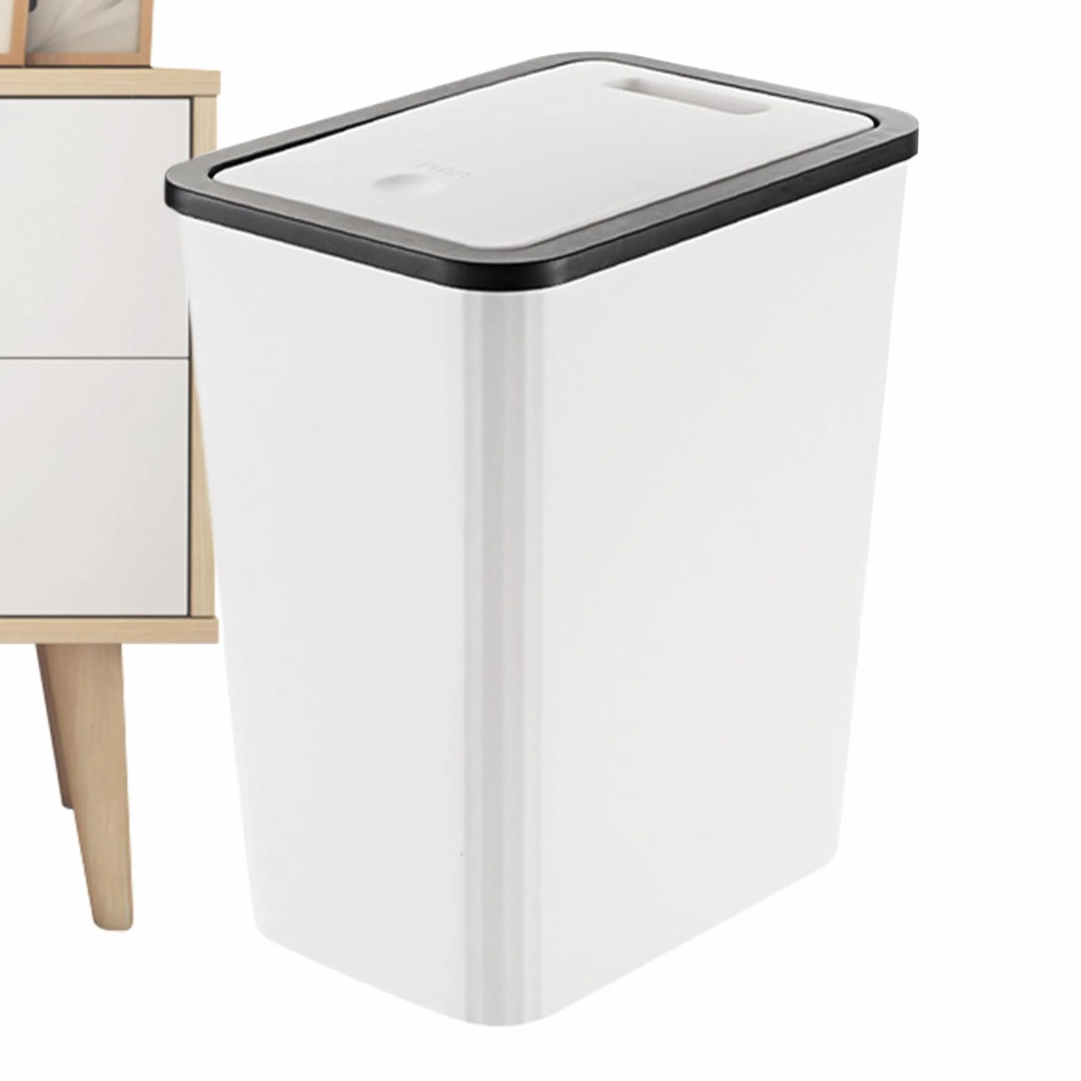 Poubelle de Cuisine 13 L Avec Couvercle Bouton-poussoir Design Peu Encombrant