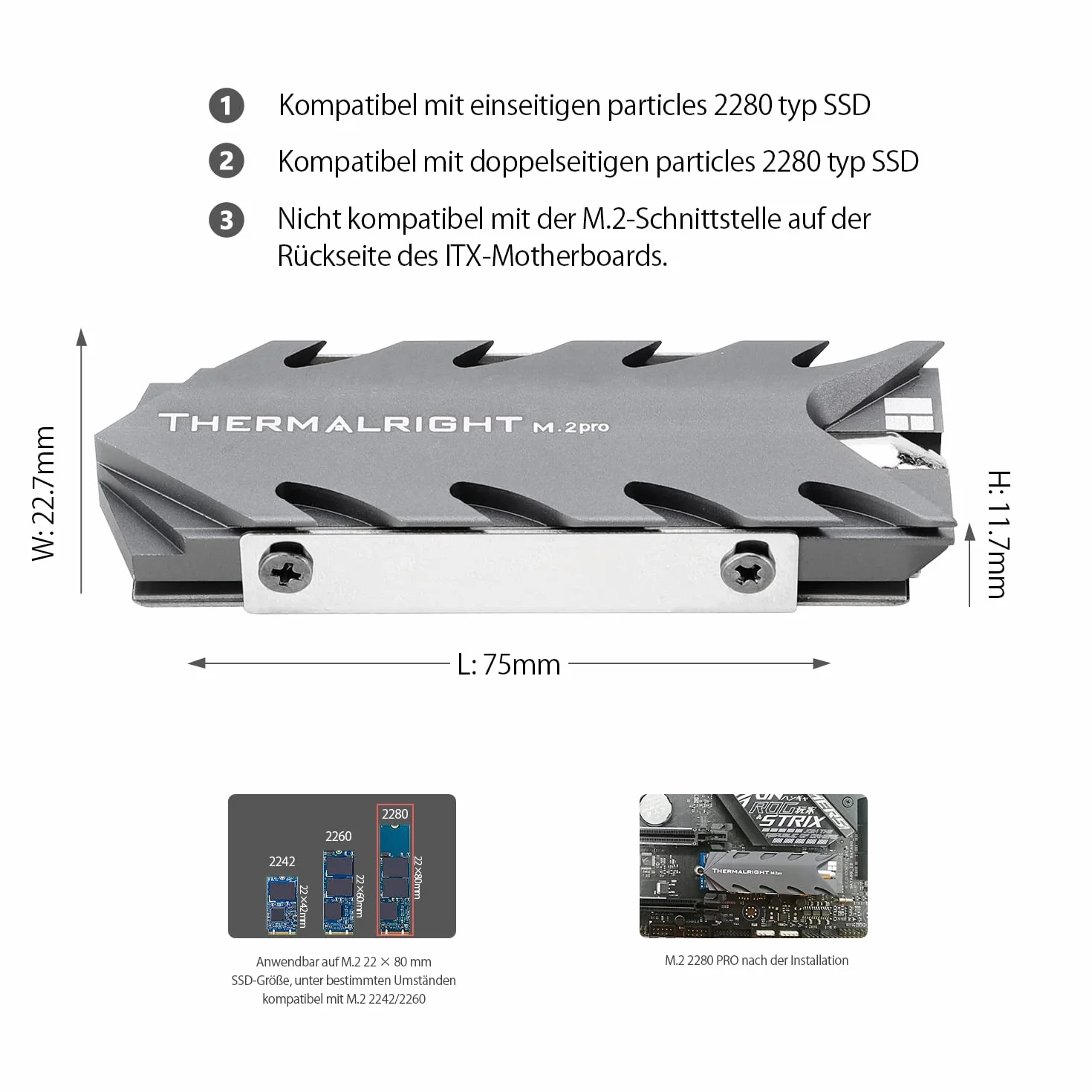 Thermalright TR M.2 Pro 2280 SSD radiator, 8 mm Heatpipe, High Performance Double Side Thermal Pad