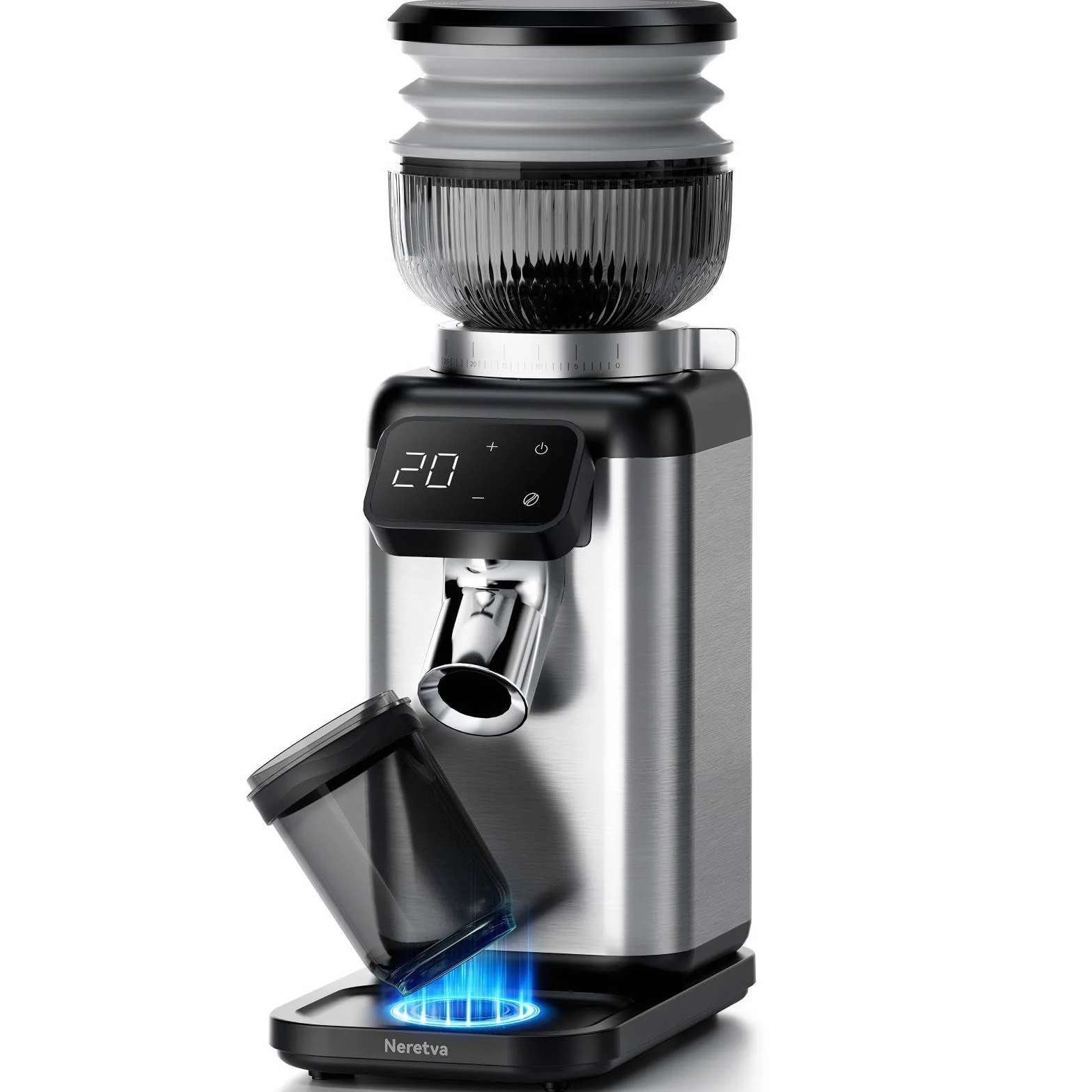 Neretva Moulin à Café Électrique, 40 Réglages Précis & Récipient Magnétique Moulin a Cafe Electrique Conique avec 99.99% Uniforme & Antistatique Moulin a Cafe Pour Espresso/Presse Café/Filtré/Moka