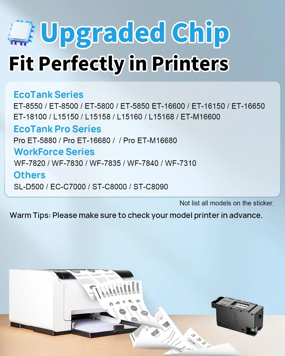 Yowell C9345 Boîte de maintenance d'encre compatible Epson EcoTant ET-8550 ET-16600 ET-16650 ET-5800 ET-5850 ET-5880 ET-8500 Workforce WF-7840 WF-7820 WF-7830 EC-C70
