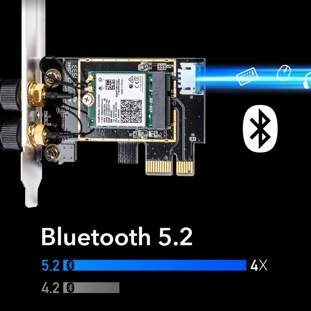 Cudy WE3000 AX 3000 Mbps bezprzewodowa karta WiFi 6 PCIe do komputera, moduł Bluetooth 5.0 wewnątrz, 2402 Mb/s 574 Mbps, Bluetooth 5.0/4.2/4.0, 802.11ax/ac/a/b/g/n Windows 10 64-bit czarny