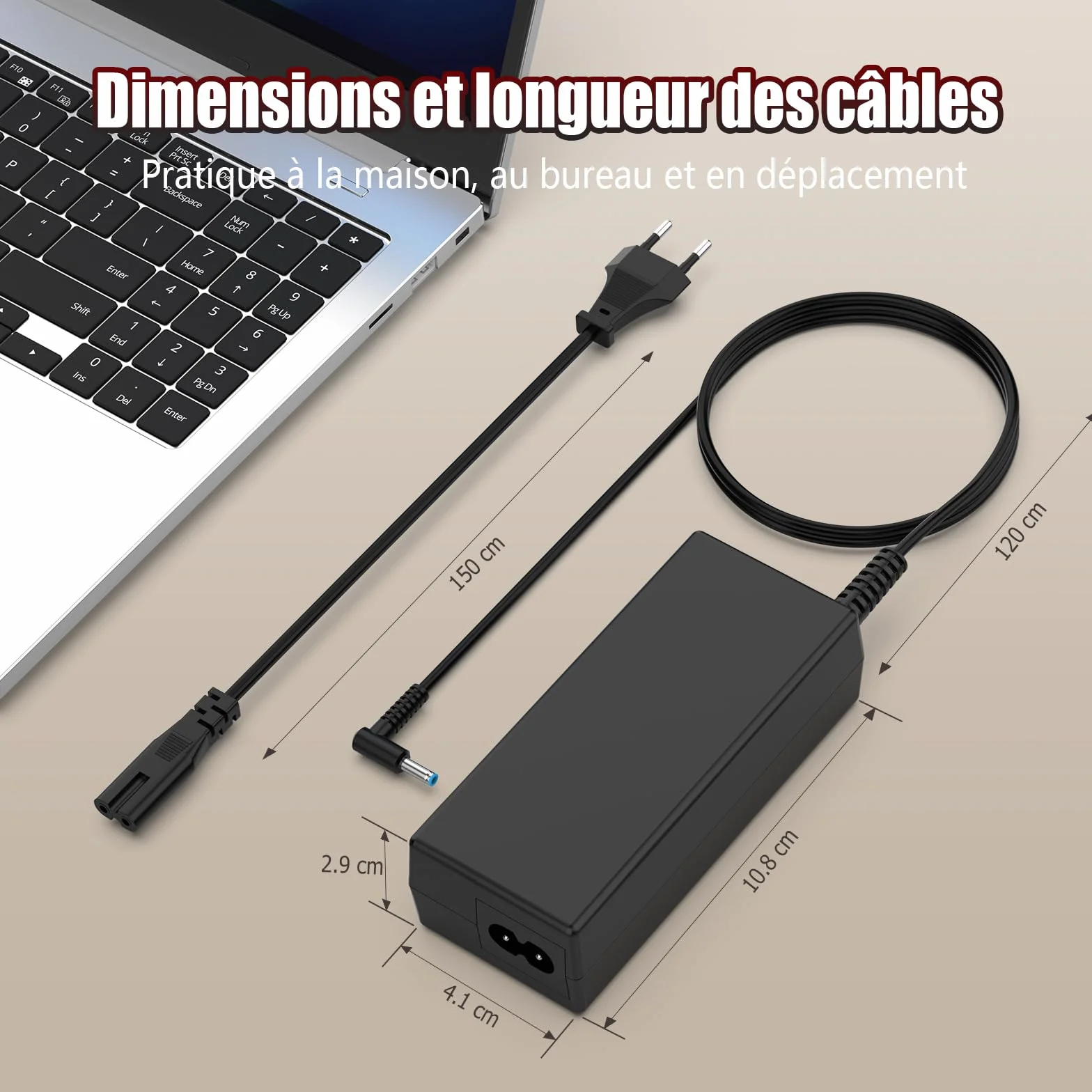 Chargeur Ordinateur Portable 45W Compatible HP Elitebook 840 850 ProBook 430 440 450 Pavilion X360 Stream Envy 19.5V 2.31A
