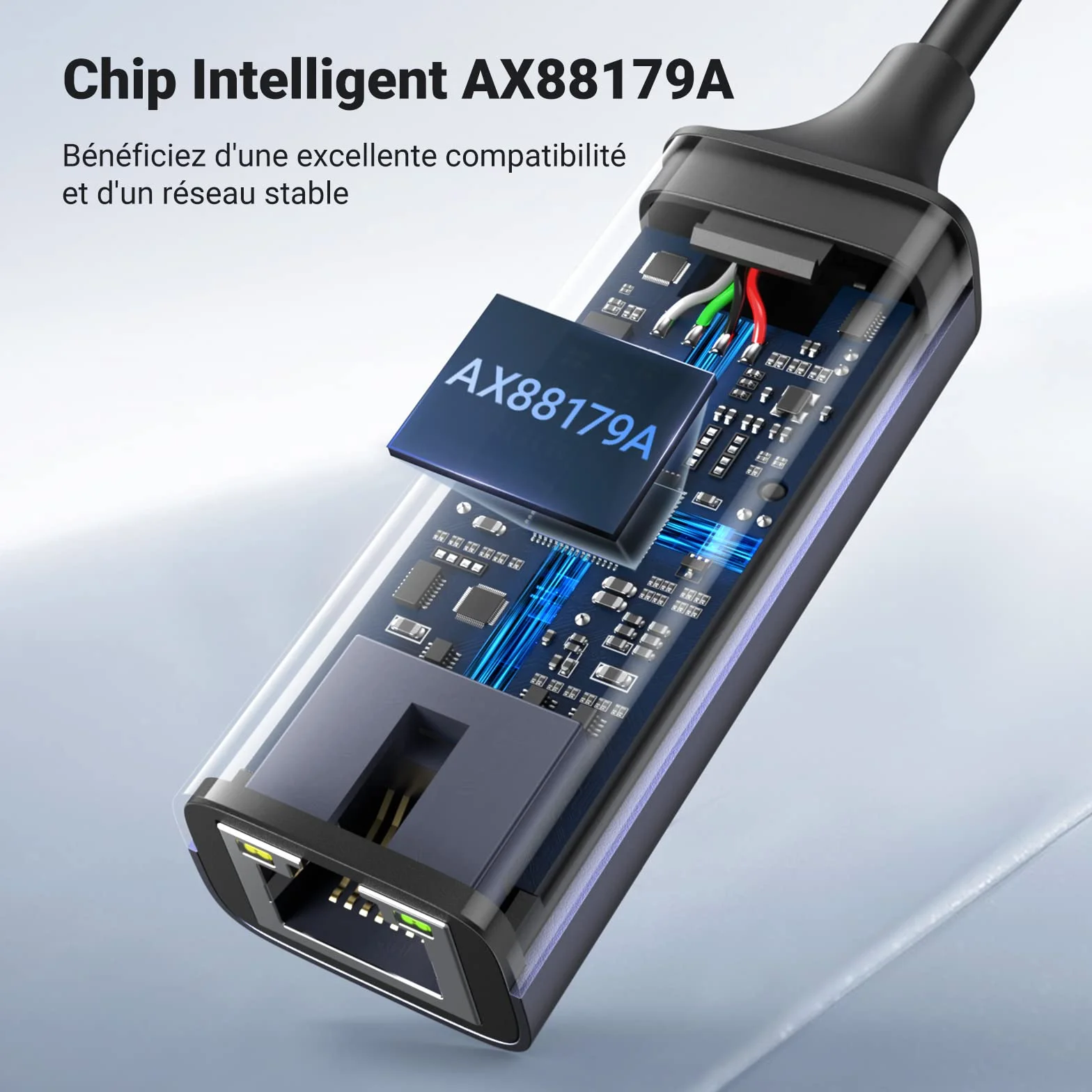 UGREEN Adaptateur USB vers Ethernet Gigabit 1000Mbps RJ45 Réseau Gris