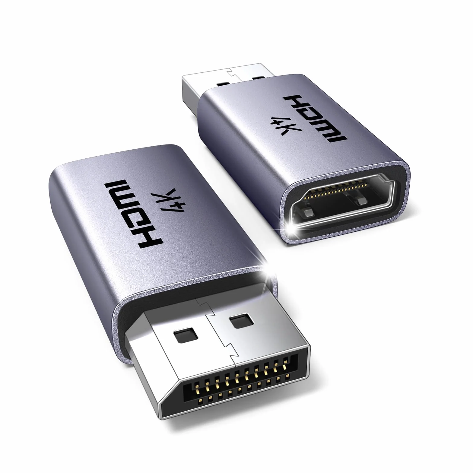 UGREEN Adaptateur DisplayPort vers HDMI 4K 30Hz 2K 60Hz 1080P Unidirectionnel Convertisseur DP Mâle vers HDMI Femelle HDR Aluminium 2 Pack