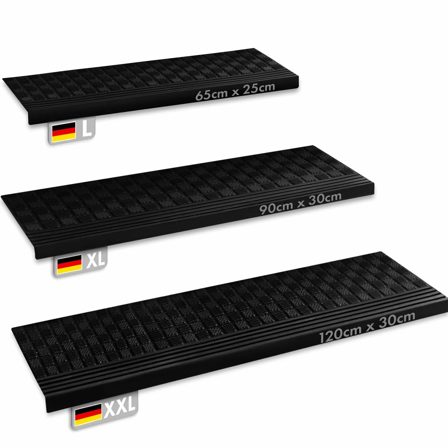 KARAT Tapis d'escalier en caoutchouc antidérapant extérieur Diamond 30 x 120 cm