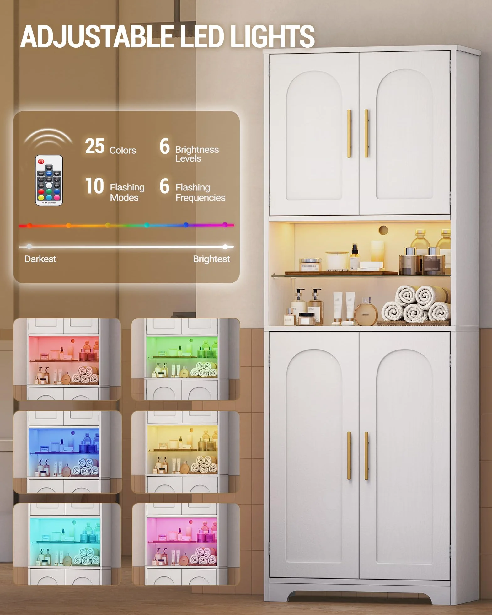 Hzuaneri Meuble Colonne Salle de Bain, Meuble de Rangement, Armoire de Rangement, Placard Rangement, Armoire de Salle de Bain avec 4 Portes, 30 x 60 x 170 cm, Bois Blanc SC68213X
