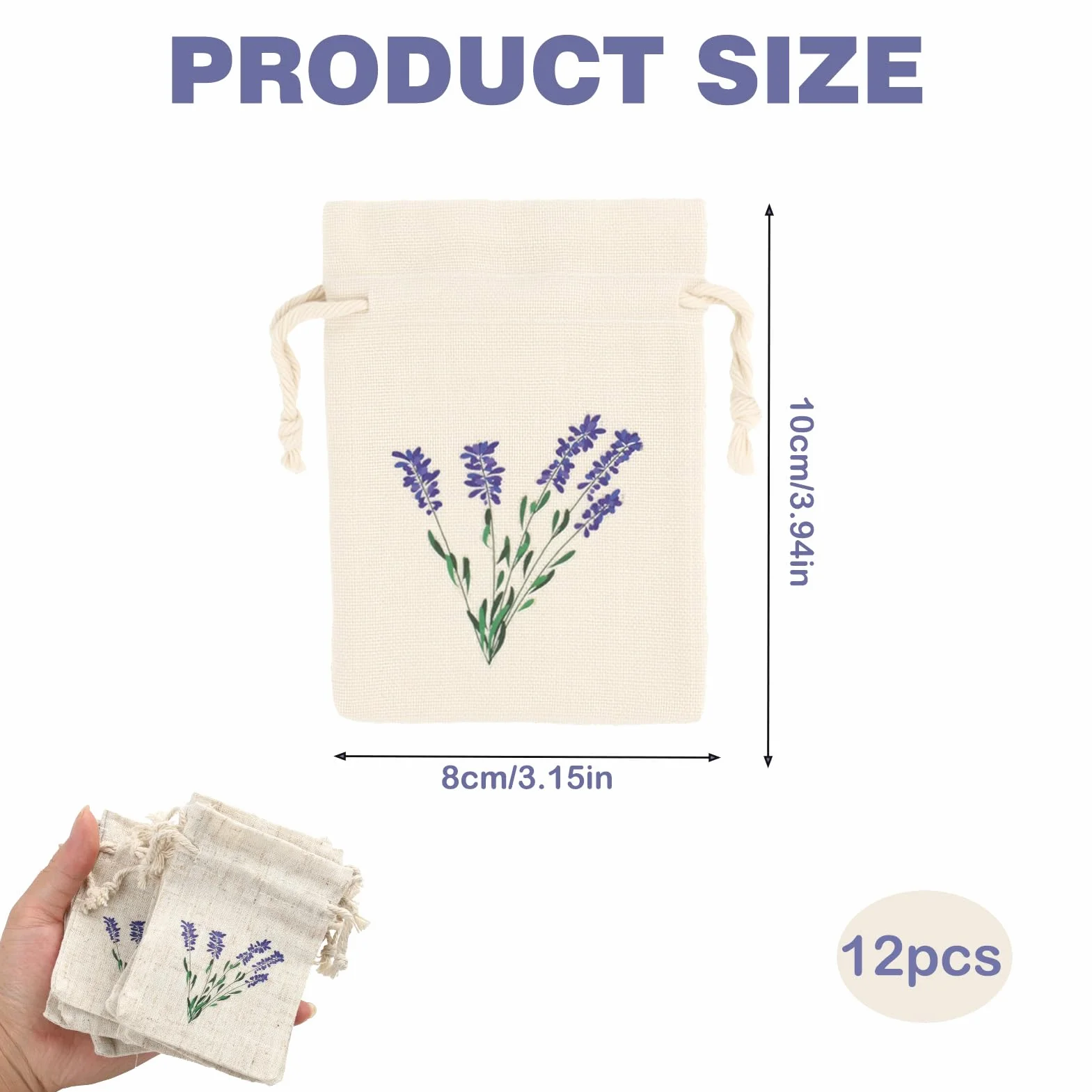 Sachets à Remplir Lavande Vides Lot de 12 Pochons Tissu avec Cordon de Serrage Réutilisables