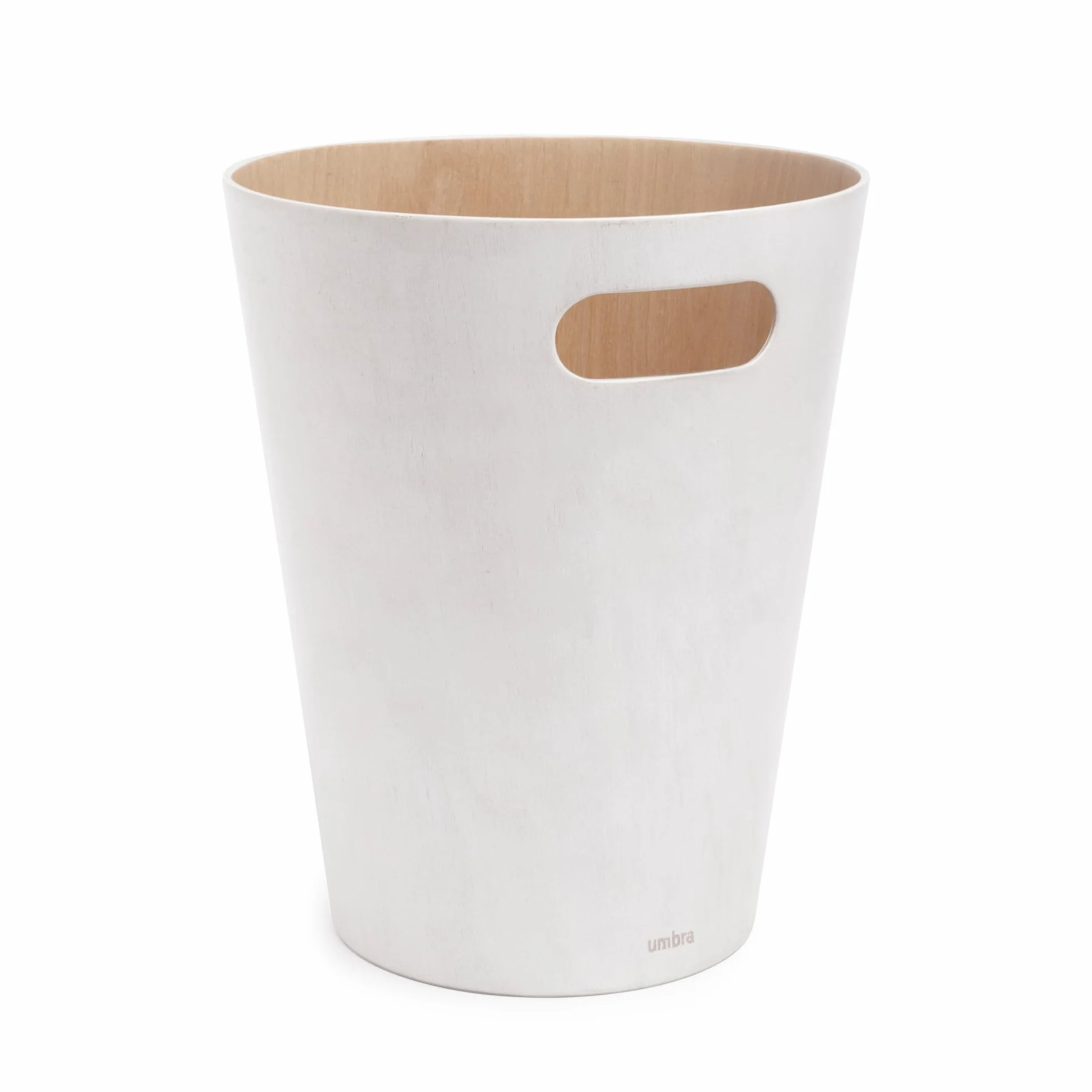 Umbra Woodrow Poubelle Corbeille À Papier Moderne Bois 7.5 L Salle De Bain Bureau Hêtre Commun Blanc/Naturel
