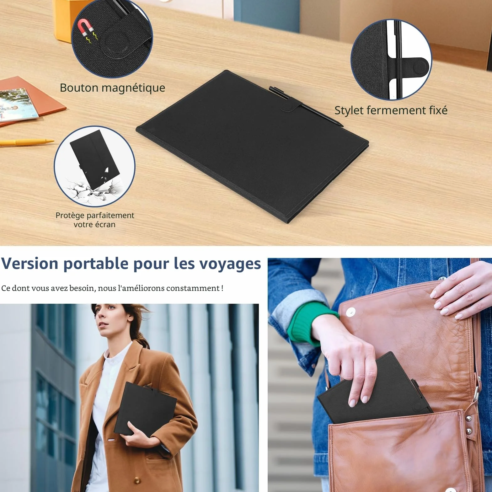 Tablette d'Écriture LCD Adulte 11,5 Pouces avec Housse de Protection Réutilisable