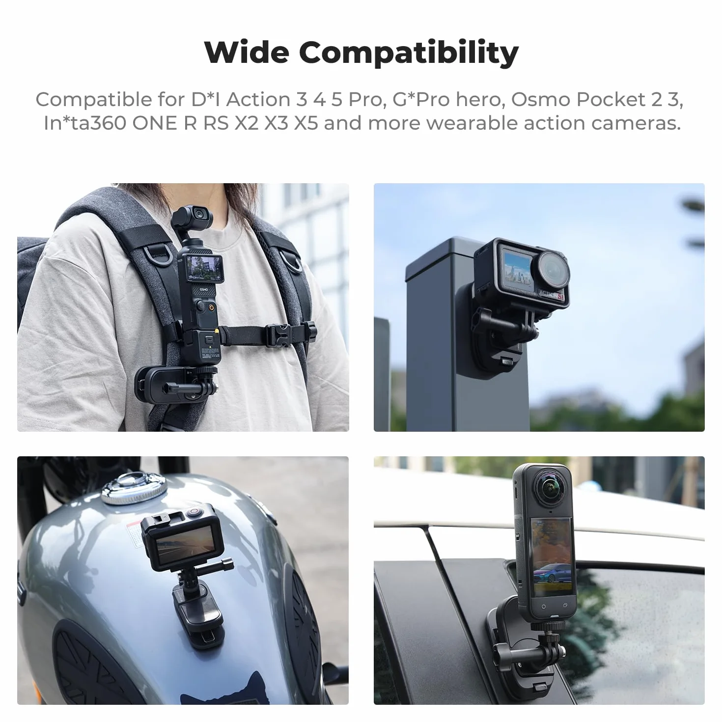 K&F CONCEPT Magnetyczny uchwyt do plecaka Clip Mount do DJI Osmo Action 5 Pro, pasek na ramię uchwyt obracany o 180° do Go Pro Hero 13 12 11 10, Osmo Action 6/5 Pro/4, Insta360 X5 X4 X3, DJI Osmo 360