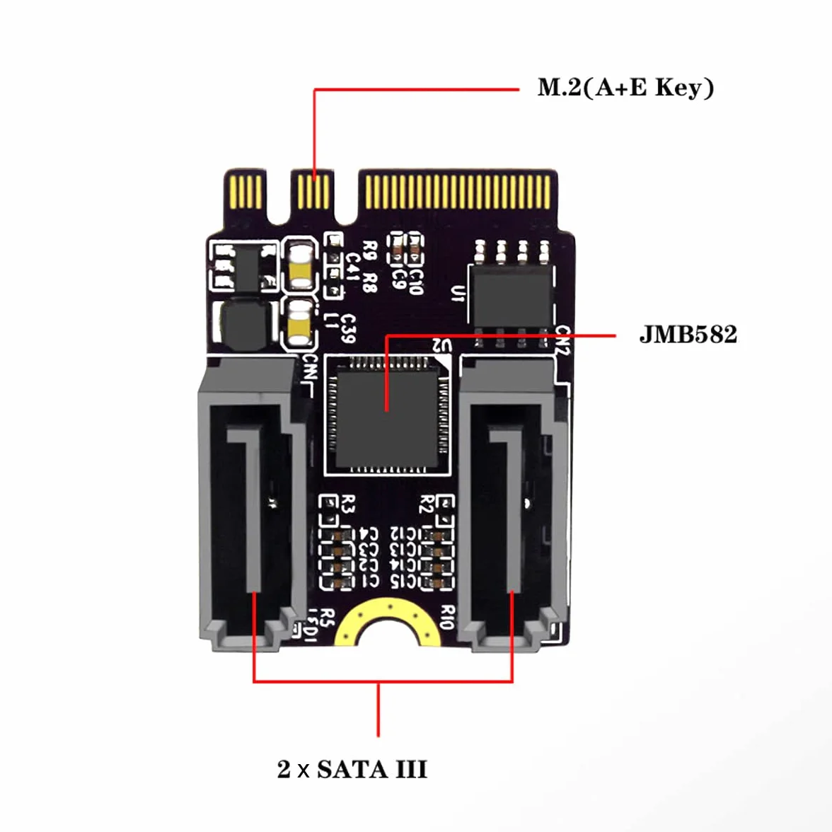 Klucz NGFF A+E PCI Express na SATA 3.0 6 Gb/s podwójny port adapter konwerter dysk twardy karta przedłużająca JMB582 2230
