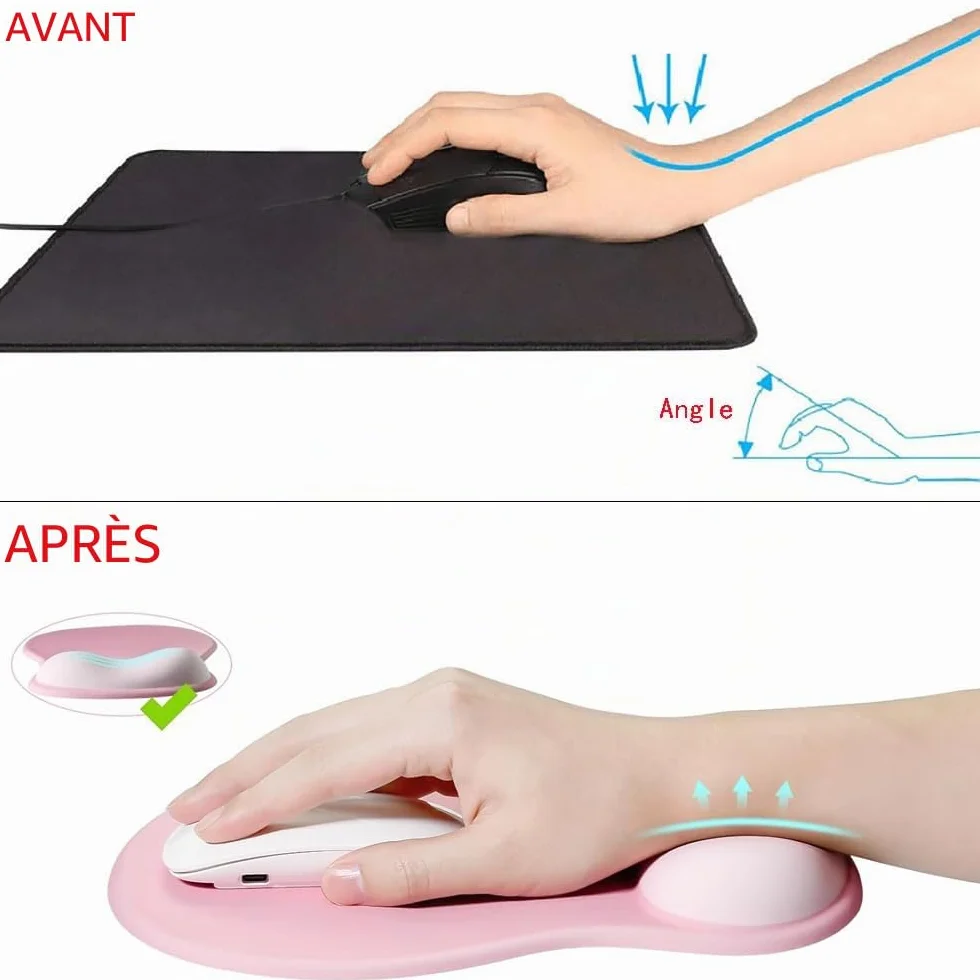Tapis de Souris Ergonomique avec Repose-Poignet en Gel, Base PU Antidérapant