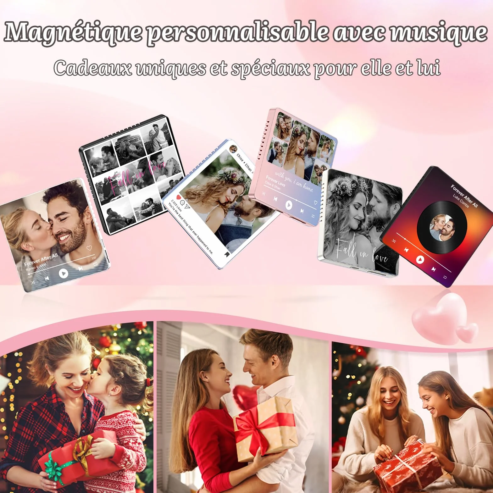 Aimant Musical Personnalisé Photo Rétro - Cadeau Saint Valentin Spotify Aimant Frigo