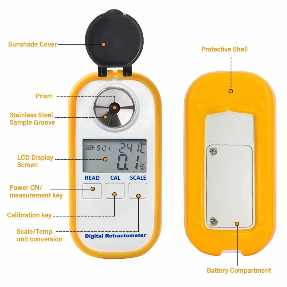 Persistence Instrument de Mesure DR301 Réfractomètre Numérique Portable à Miel Réfractomètre Numérique