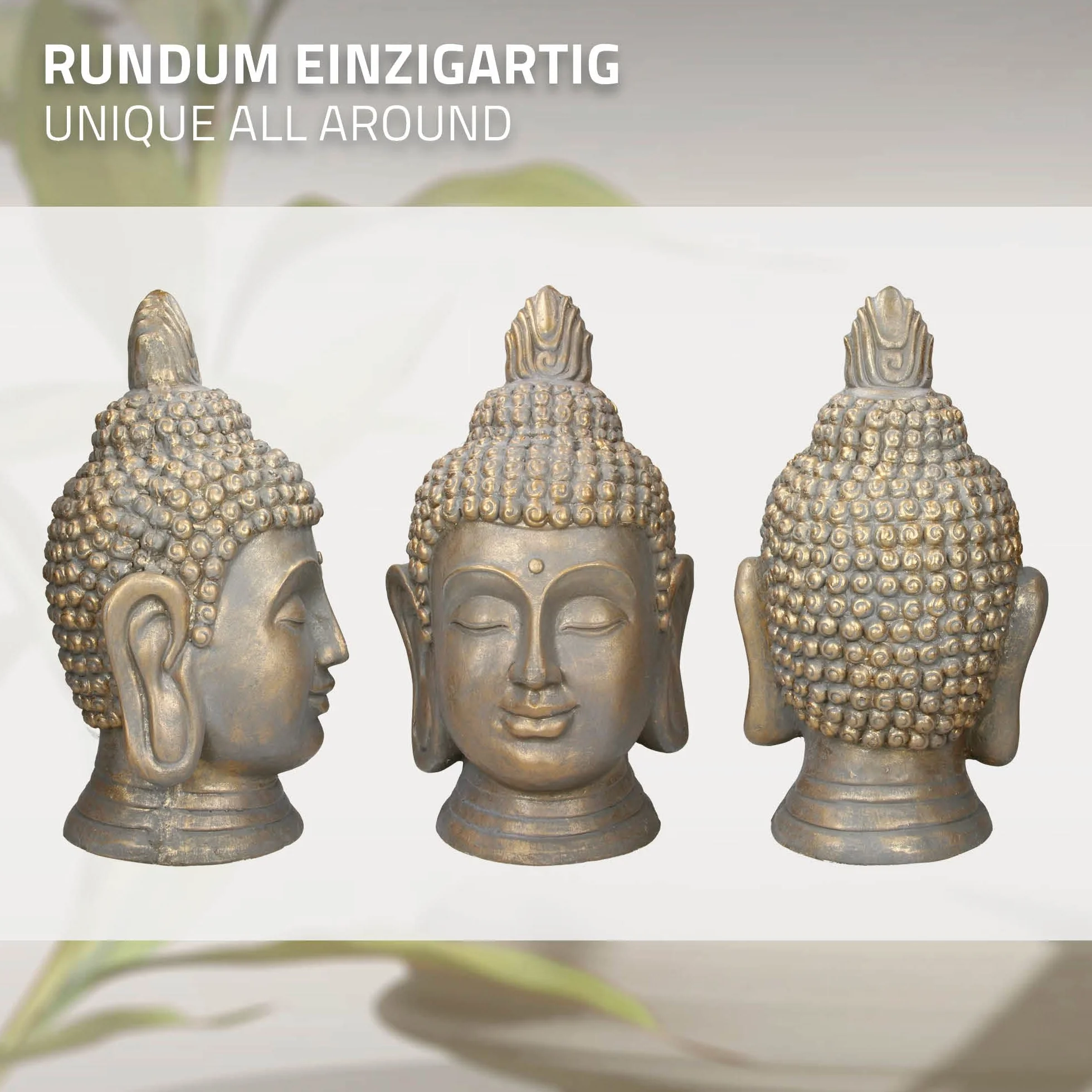 ECD Germany Statue Tête de Bouddha 74,5 cm Polyrésine Aspect Bronze Décoration Intérieur Extérieur