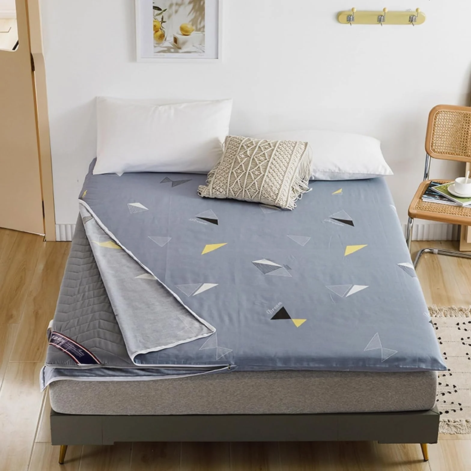 Housse de Matelas Imprimée avec Fermeture Éclair, pour Matelas Futon Japonais Traditionnel, 80x190cm