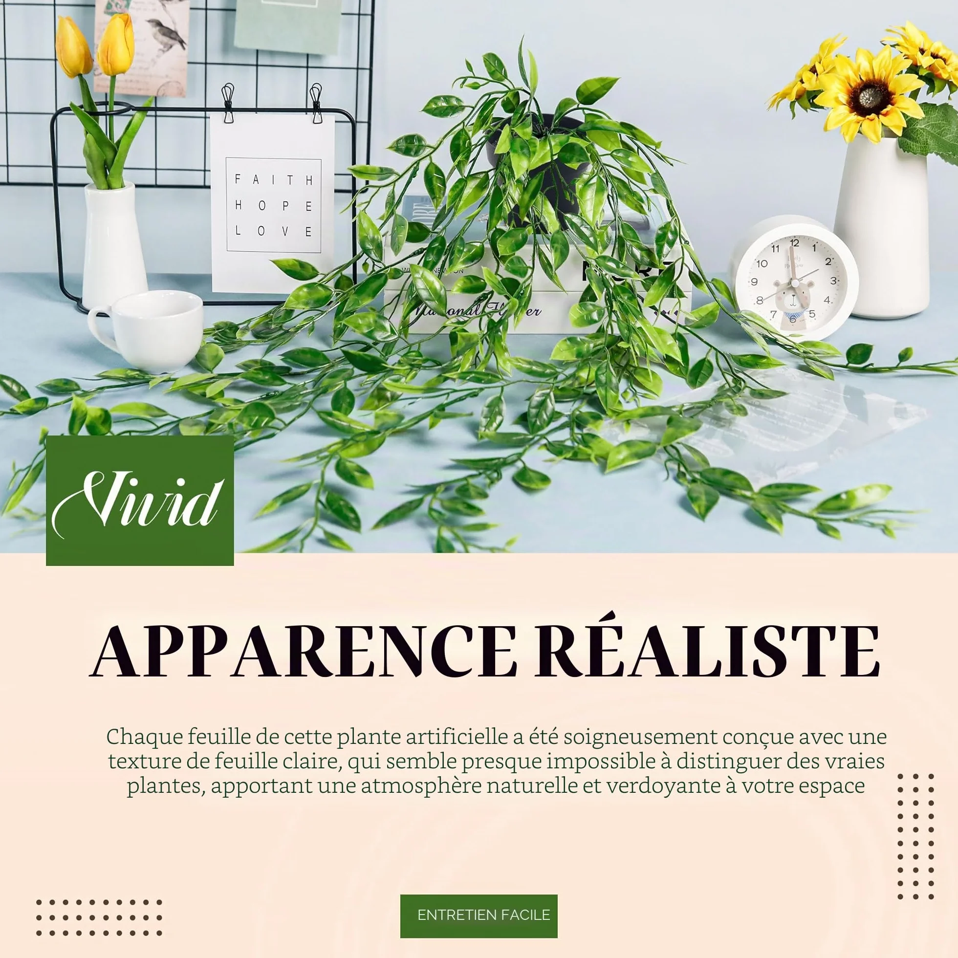 Der Rose Plante Artificielle Tombante pour Décoration Intérieur et Extérieur