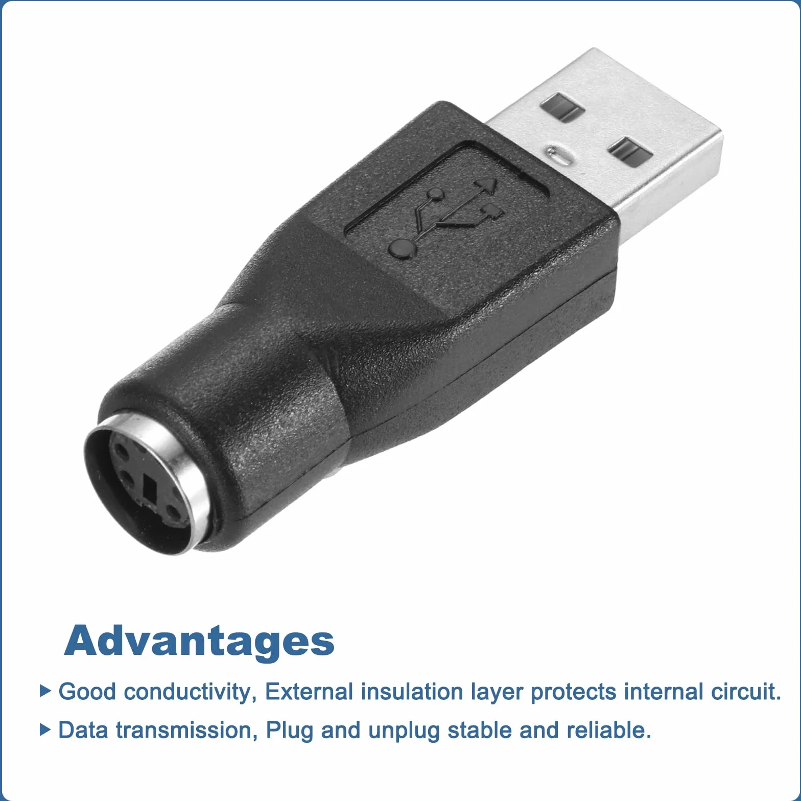 QUARKZMAN Adaptateur PS/2 vers USB Femelle vers USB Mâle pour Souris Clavier PC Noir