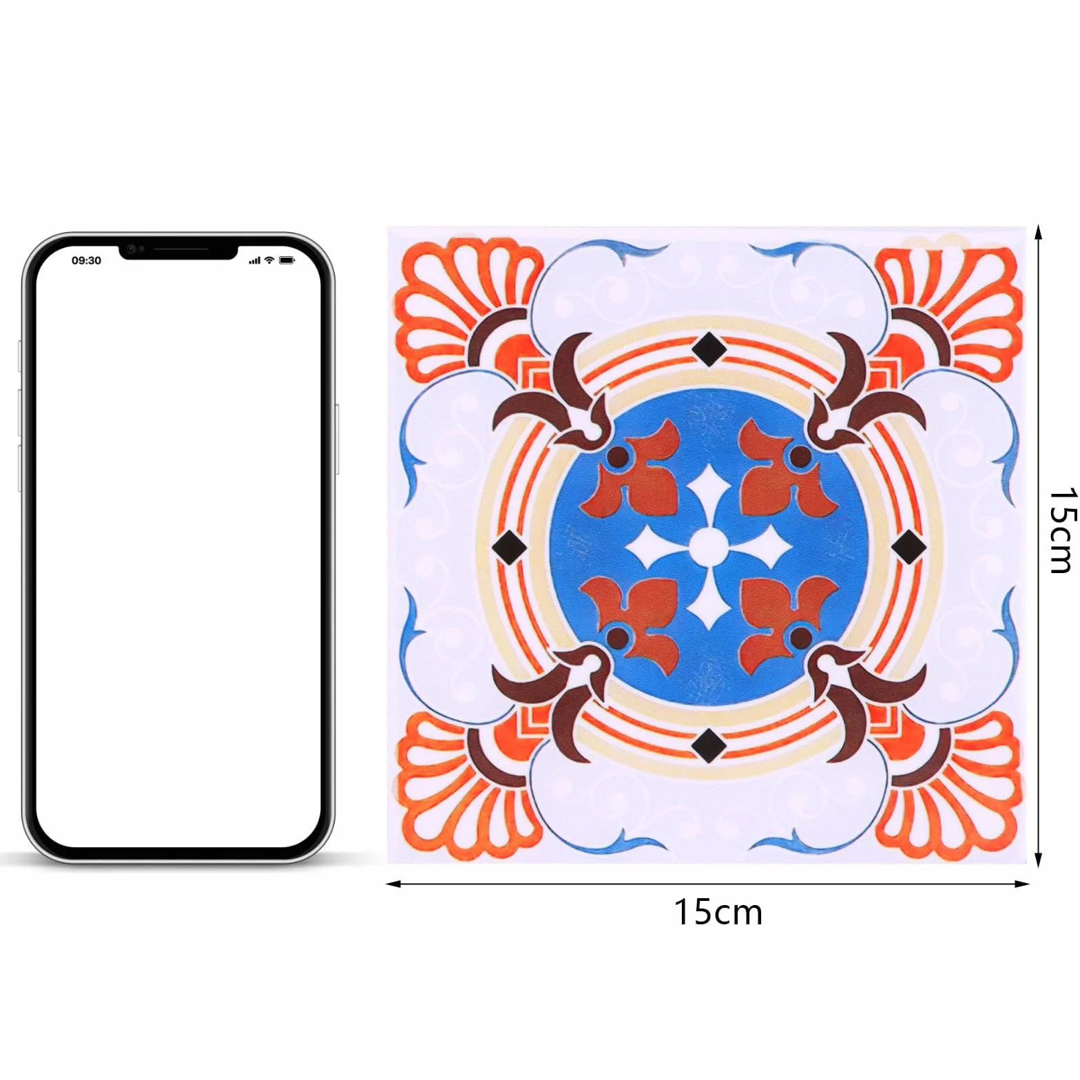 Autocollants Carrelage Mural Bohémien 15×15 cm Étanche pour Cuisine Salle de Bain
