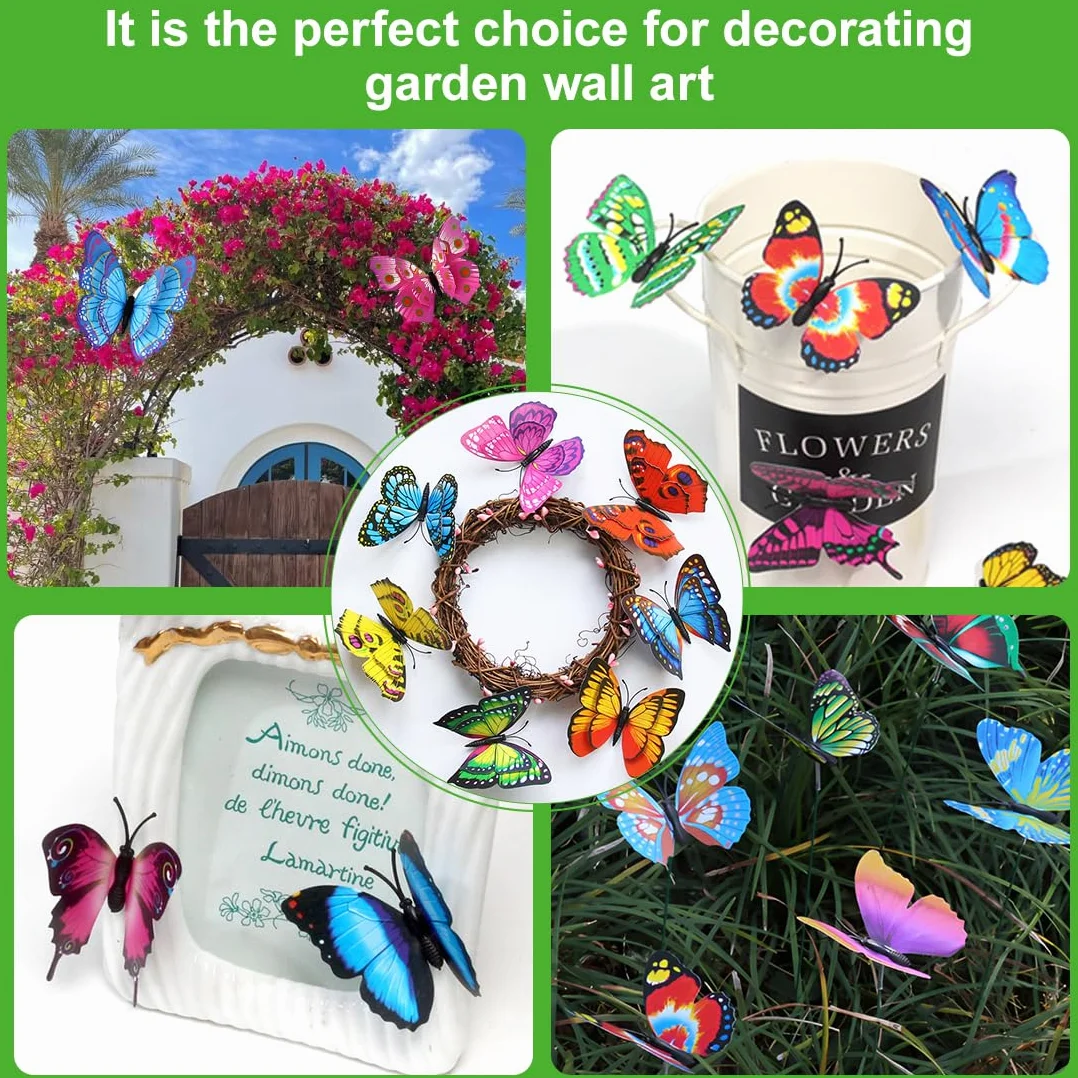 Papillon en PVC 12 pièces Décorations murales extérieur intérieur jardin adhésif double face