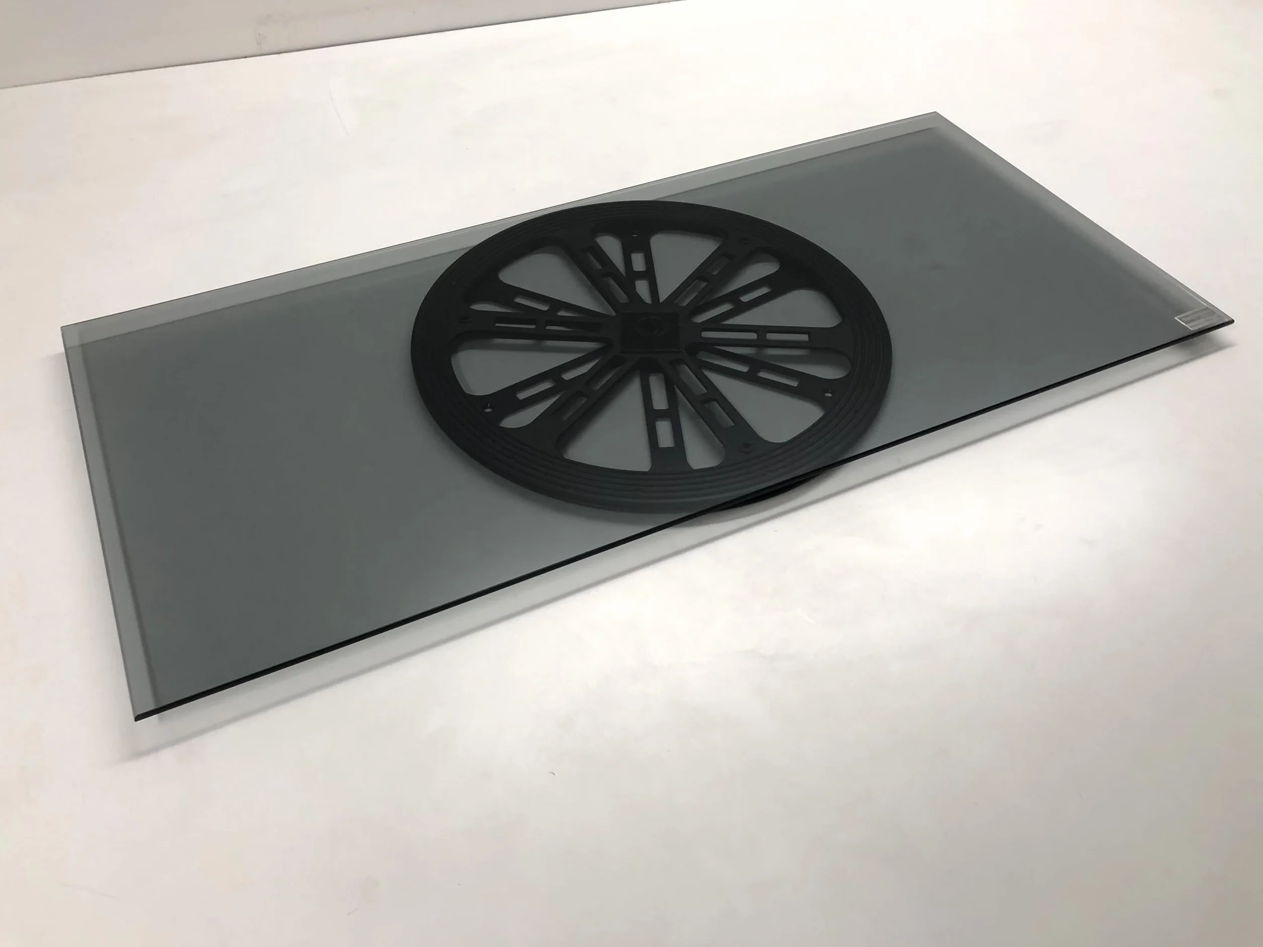 tecnidea Base pivotante pour TV, rotation facile - en verre trempé, coloris noir fumé, GK70N, dimensions : 70 x 32 cm - Charge max. 40 kg