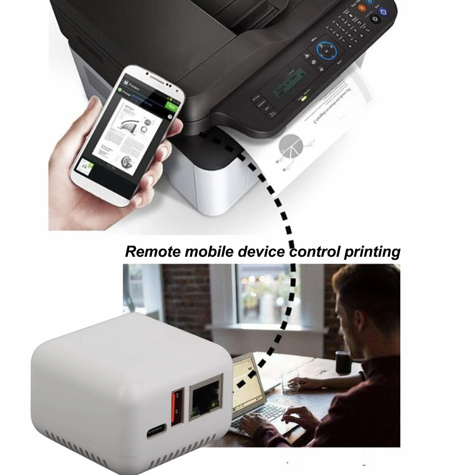 Zunate Serveur d'impression USB 2.0 Adaptateur LAN Réseau Prise UE