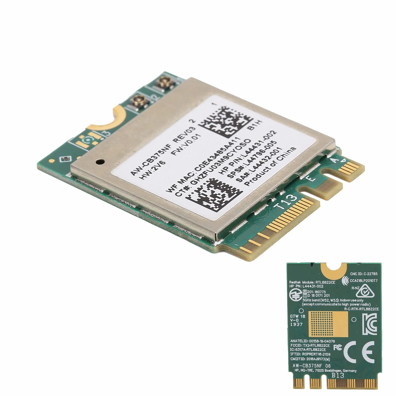 Karta Sieci Bezprzewodowej na PC, moduł WiFi Akcesoria Komputerowe 2.4/5.0GHz Bluetooth 5.0 M.2 NGFF Karta Sieci Bezprzewodowej 802.11a/b/g/n/ac RTL8822CE