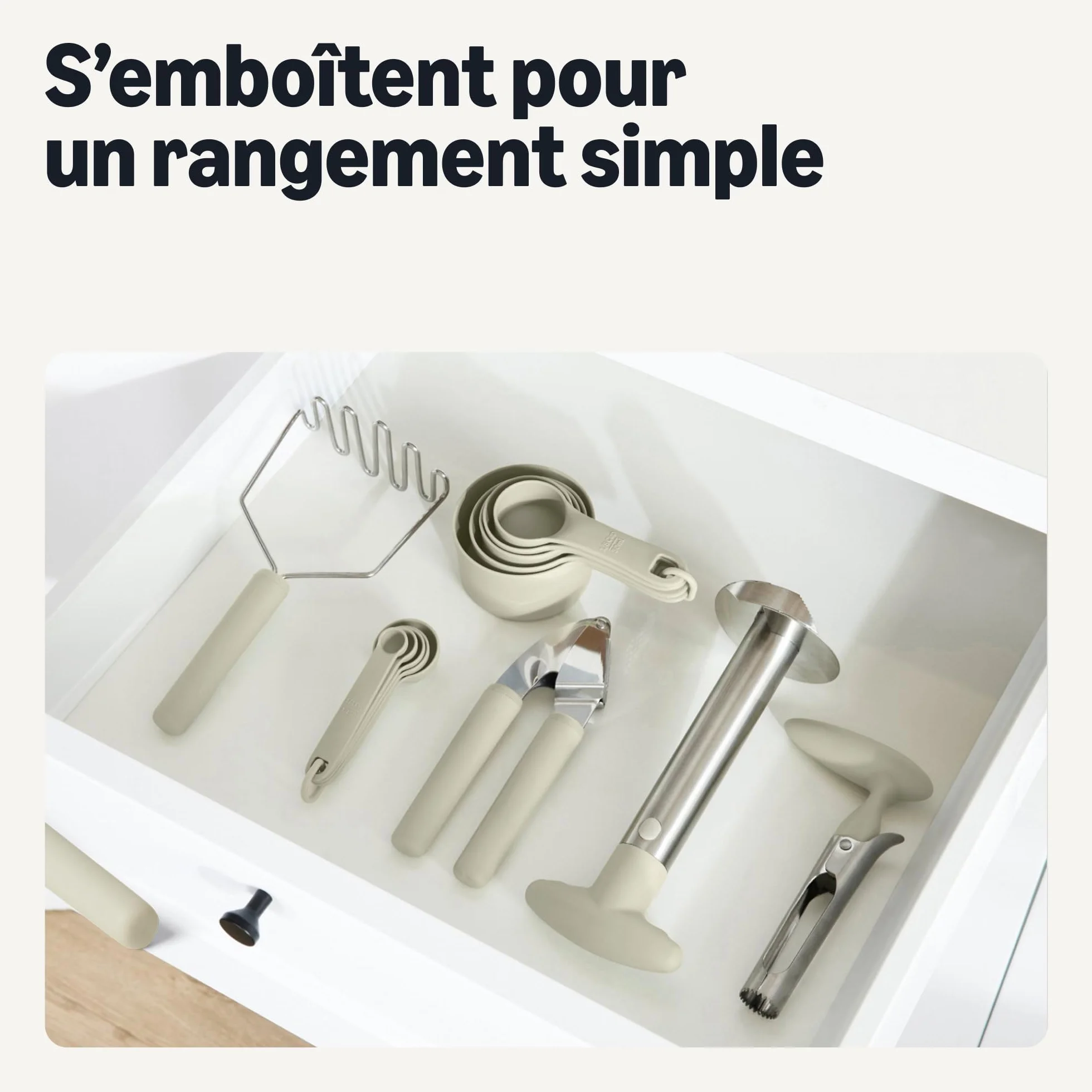 Amazon Basics Tasses et Cuillères à Mesurer, Lot de 10 Pièces, Gris Lin