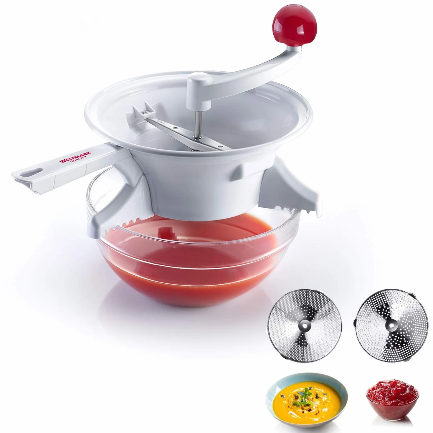 Westmark Moulin à Légumes 23 cm Plastique Acier Inoxydable Blanc Rouge