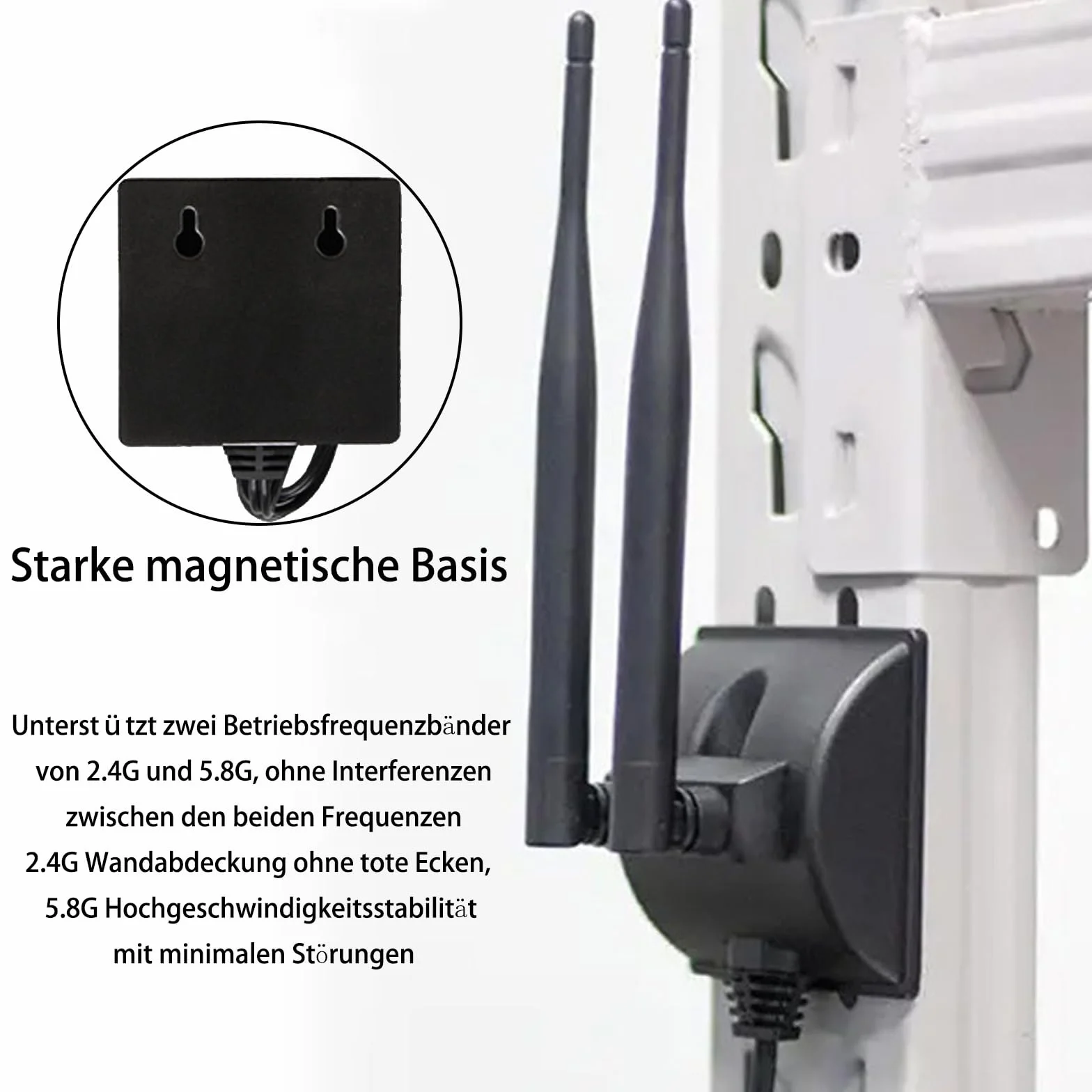 GERUI Tianxian-01 dwuzakresowa antena Wi-Fi 8 dBi 2,4 GHz 5,8 GHz, adapter SMA, Bluetooth 6DB, wielokierunkowa High Gain, rozszerzona antena z podstawą magnetyczną