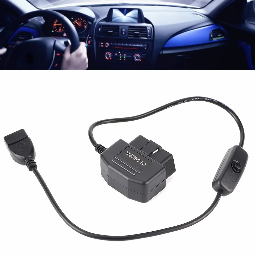 18.7 calowy kabel zasilajÄ…cy On-Board DiagnosticsII kabel zasilajÄ…cy On-Board Diagnostics2 na USB Dash Cam zestaw okablowania 16 zÅ‚Ä…cze pinowe do wideorejestrator samochodowy GPS kamera samochodowa