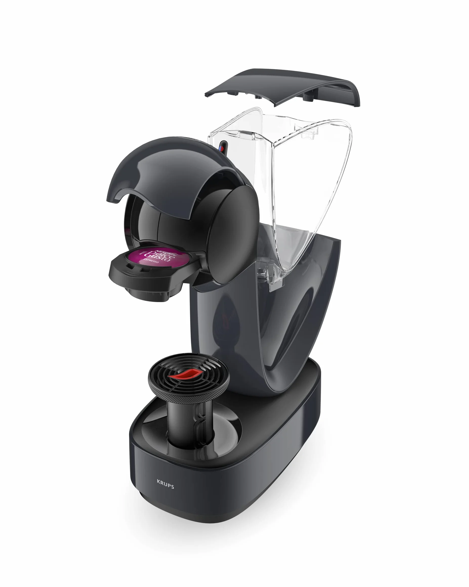 Krups Nescafé Dolce Gusto Machine à café capsules, 15 bars, Multi-boissons froides ou chaudes, Grand réservoir, Mode éco, Cafetière dosettes, Infinissima, Gris KP173B10