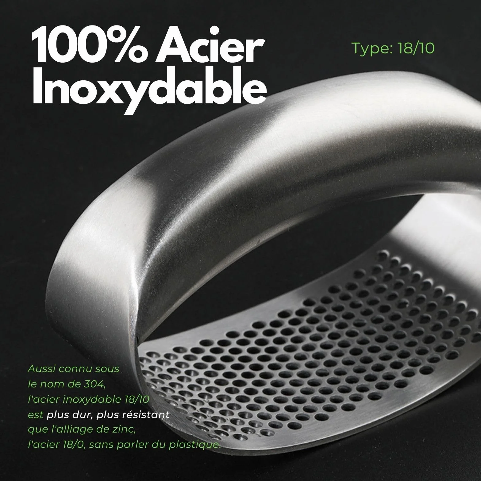 Presse Ail Inox 18/10 à Bascule, Hachoir Manuel Acier Inoxydable, Coupe Ecrase-Ail Circulaire