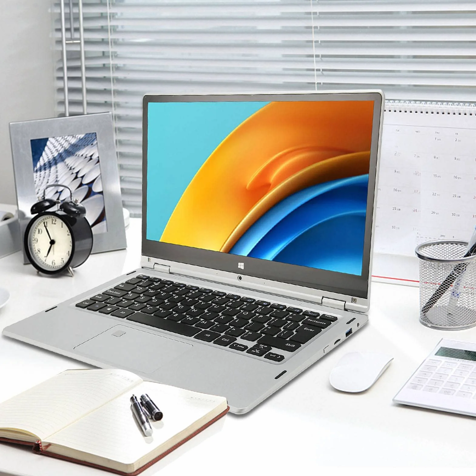 Laptop 2 w 1, Laptop z Ekranem Dotykowym 13,3 Cala Obracanym o 360 °, 1920x1080 16G LPDDR4 256G SSD, Obsługa WIFI, BT, Rozpoznawanie Linii Papilarnych, dla Windows11