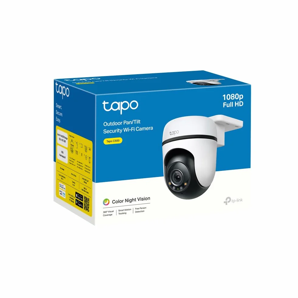 TP-Link Tapo C500 | Obrotowa kamera zewnętrzna Wi-Fi 1080p | Śledzenie ruchu | Tryb nocny | IP65 | Dwukierunkowe audio | Kompatybilna z Alexa i Google Home