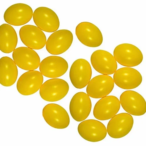Lealoo 25 Oeufs en Plastique Jaune Brillant 6 cm Décoration de Pâques