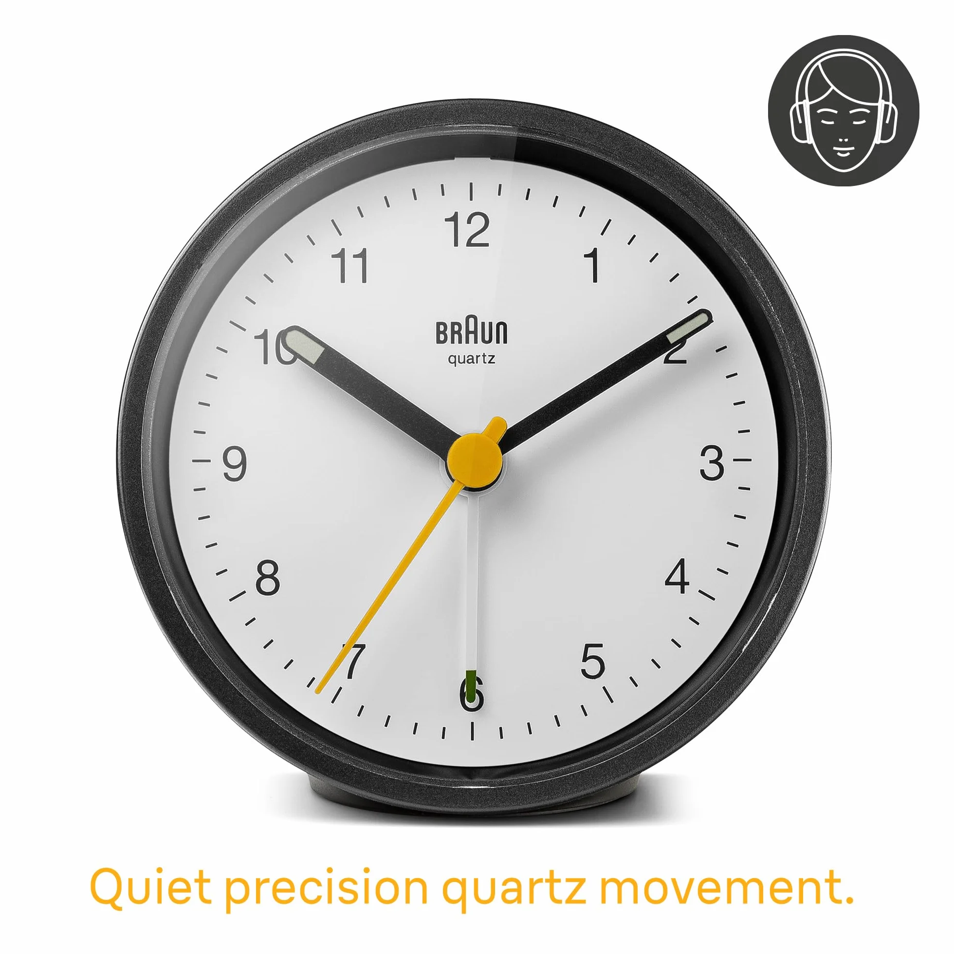 Braun BC12BW Réveil analogique Classique avec Snooze lumière Mouvement à Quartz Silencieux