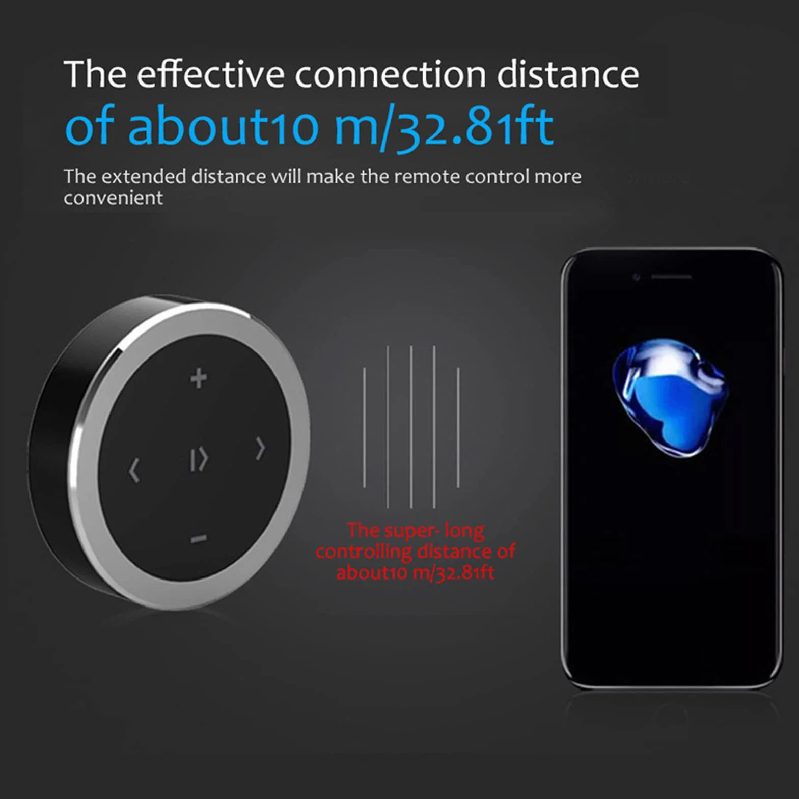 Bezprzewodowy Pilot Bluetooth z Przyciskiem Multimedialnym do Kierownicy Samochodu, Uruchamianie Siri, Sterowanie muzyką, Selfie, Kompatybilny z IPhonem i Androidem