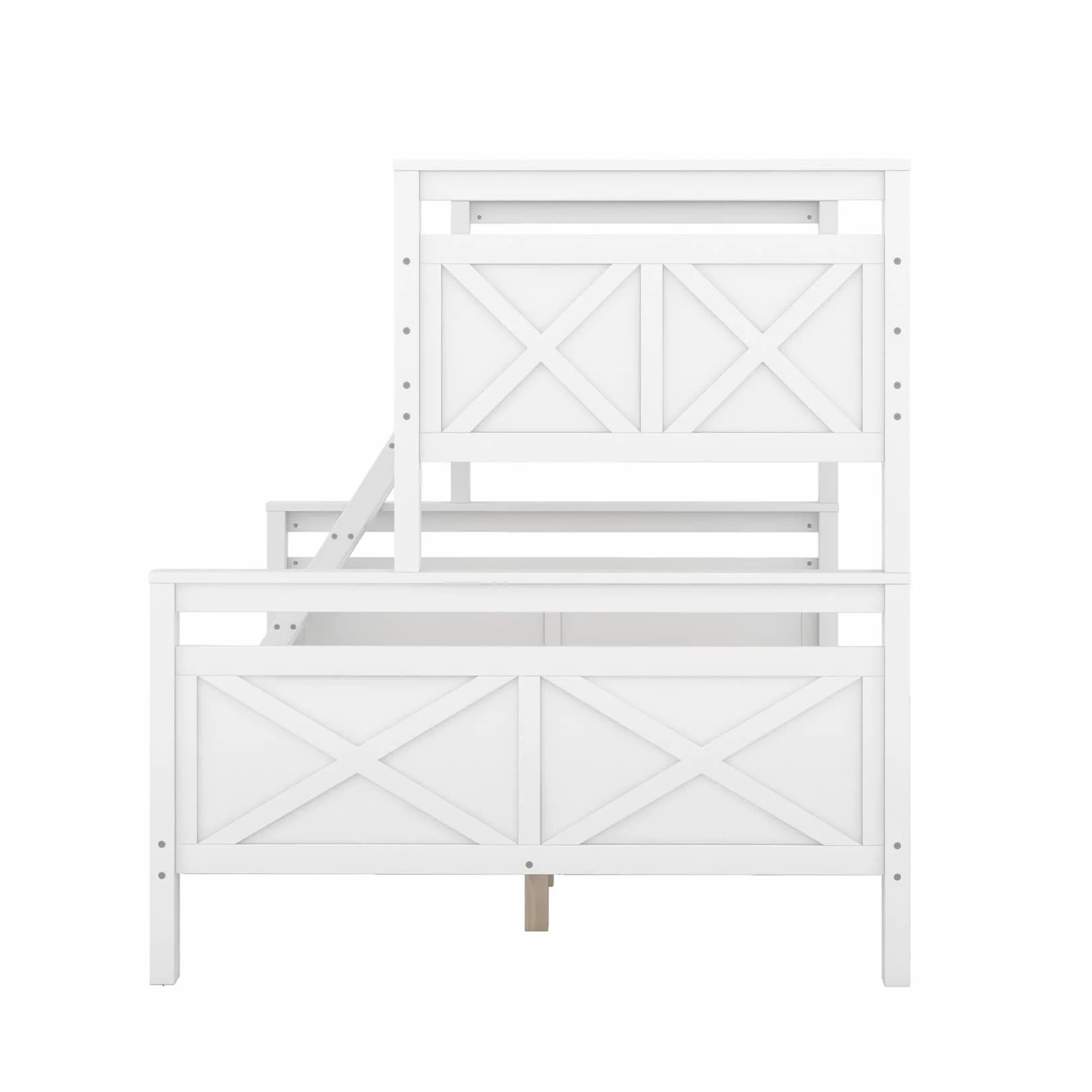 Lit Superposé 3 Places Convertible en 2 Lits,Lit Superposé Enfant 90x200 et 140x200 avec Barrière de lit Haute,Échelle Inclinée,Sommier à Lattes,pour Enfants Ados (Blanc)