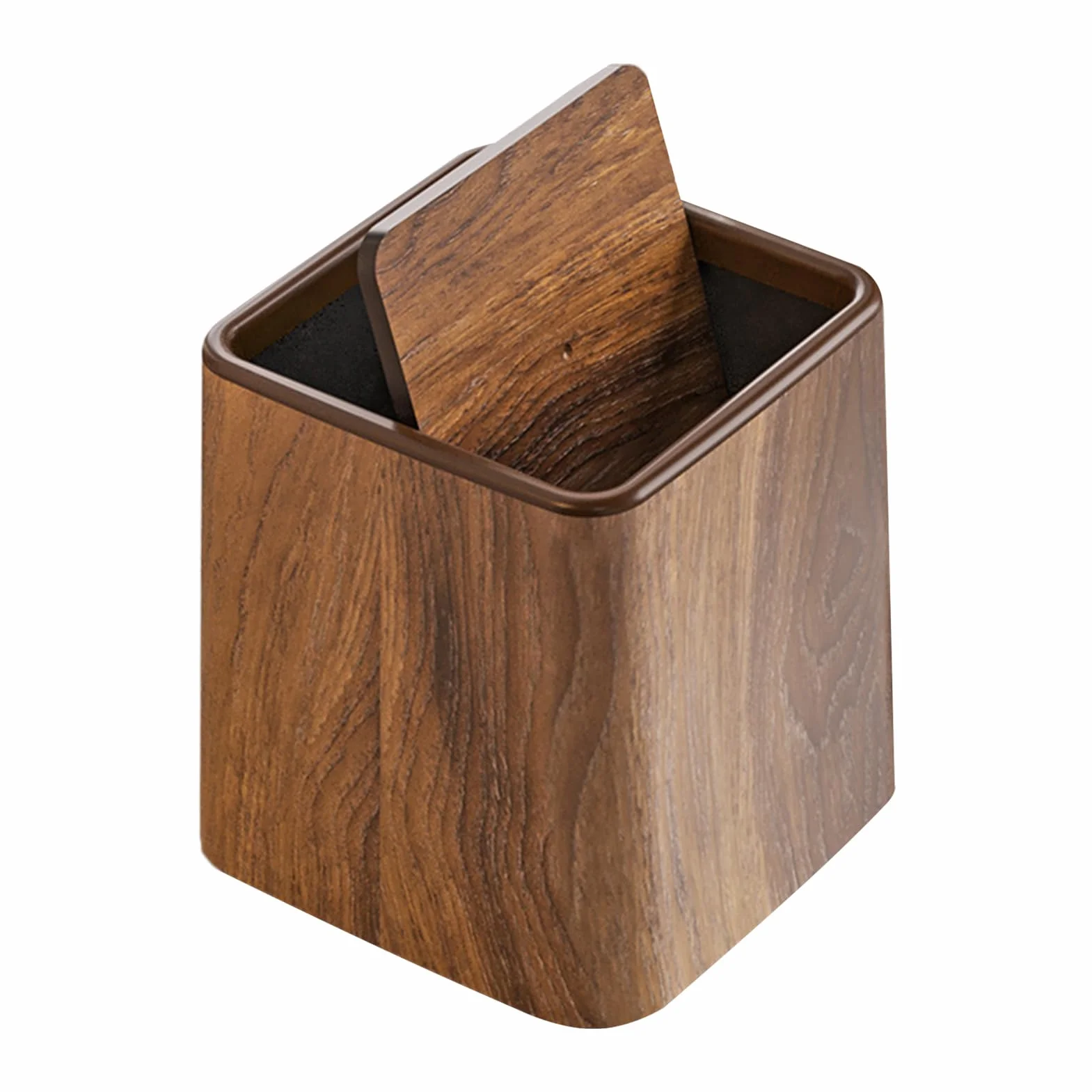 Poubelle de Bureau Rétro avec Couvercle, Corbeille à Papier Recyclage Gain de Place